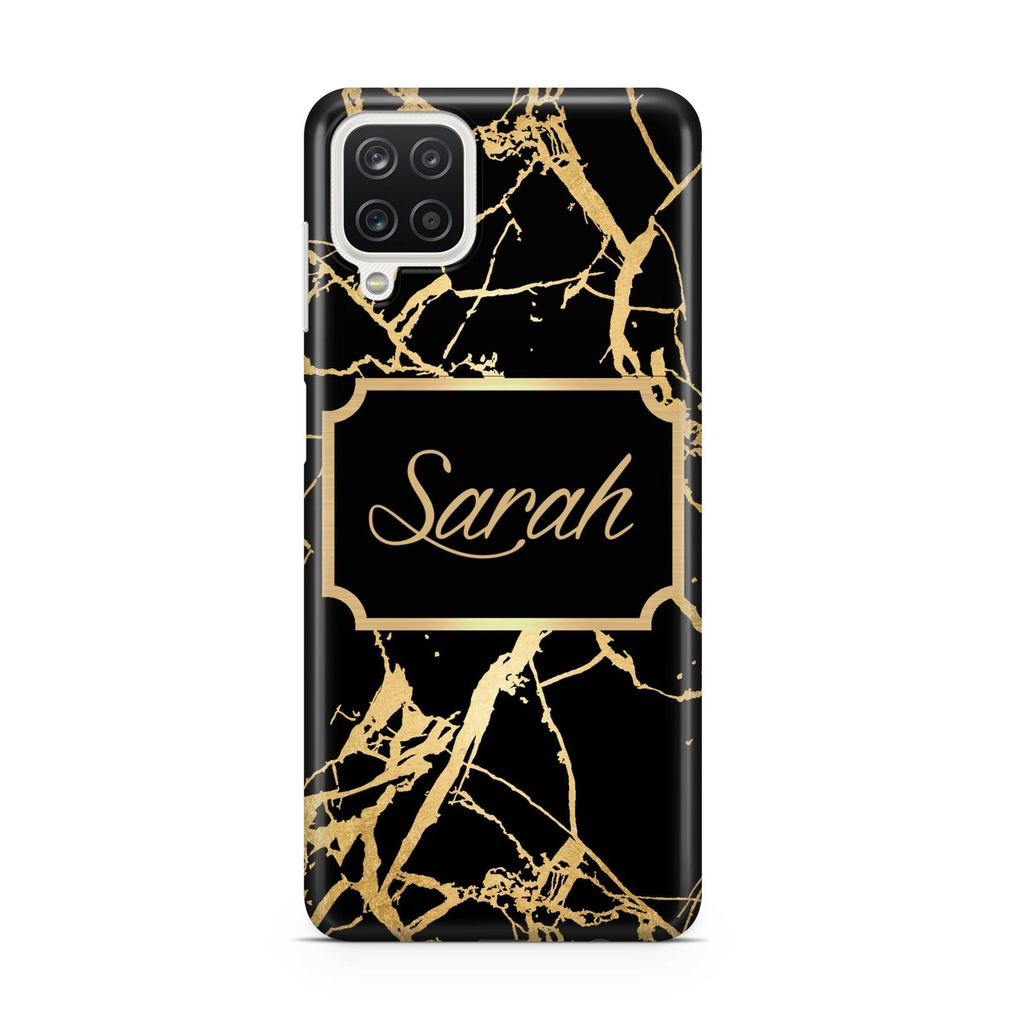 Personalised Gold Black Marble Name Samsung A12 Case
