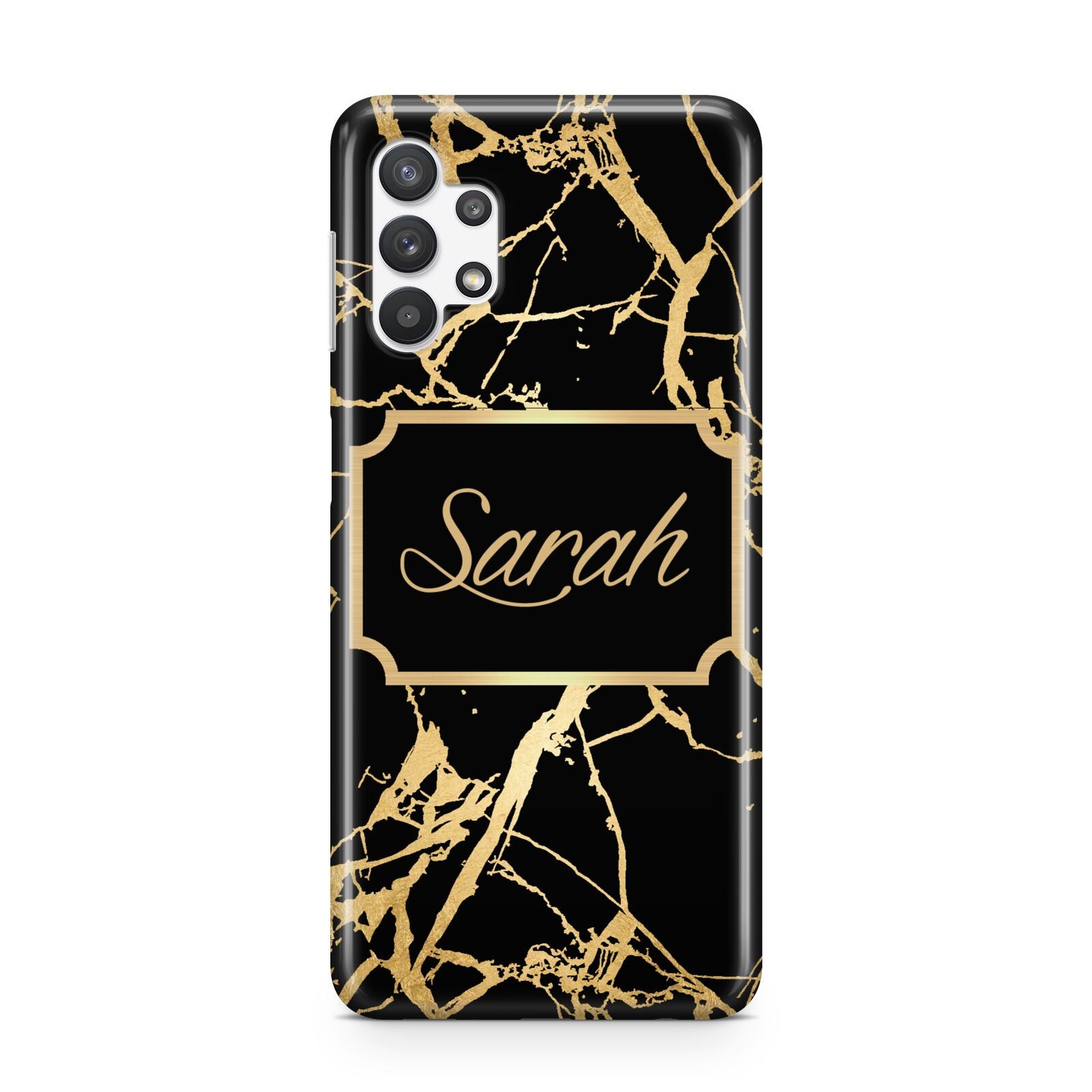 Personalised Gold Black Marble Name Samsung A32 5G Case