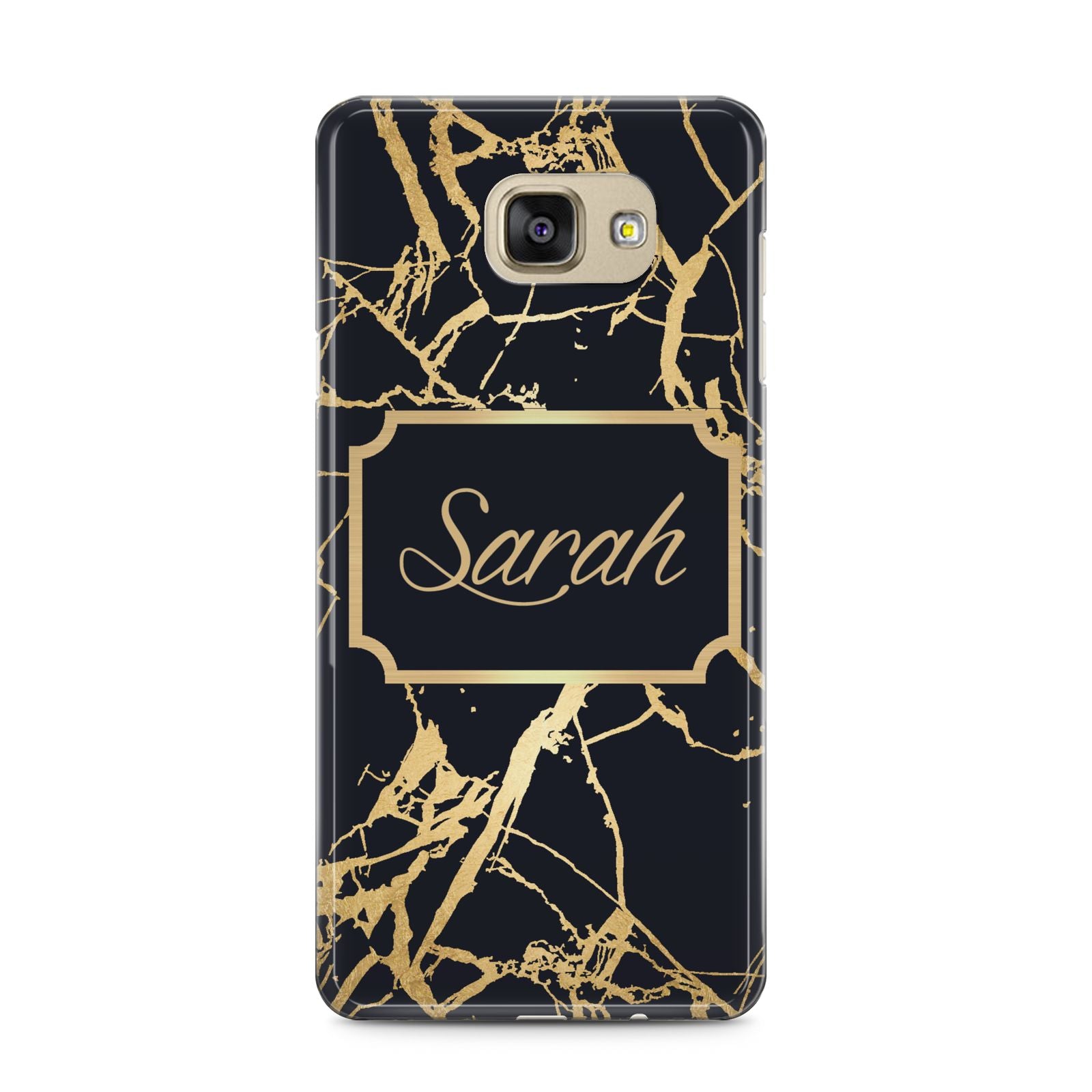 Personalised Gold Black Marble Name Samsung Galaxy A5 2016 Case on gold phone