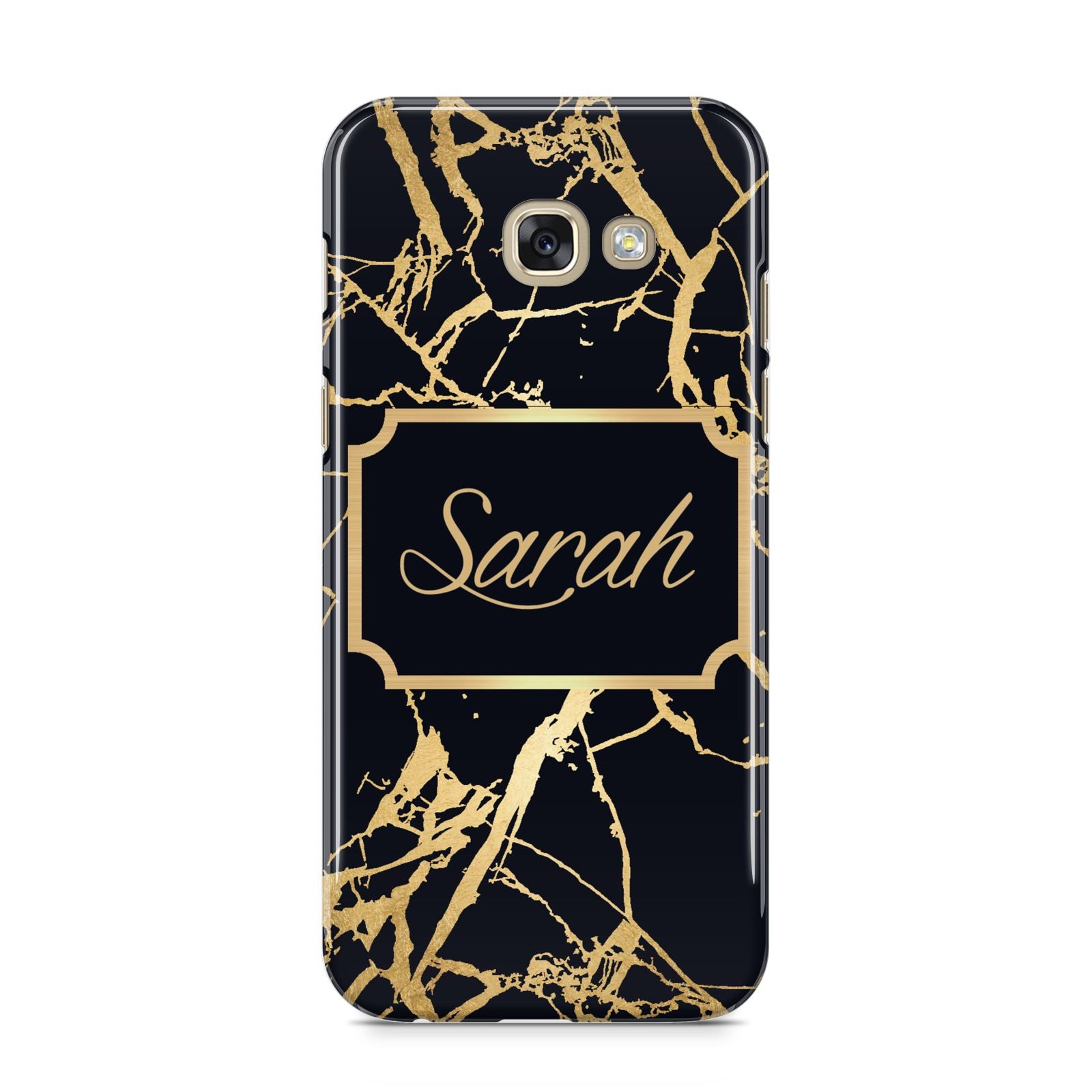 Personalised Gold Black Marble Name Samsung Galaxy A5 2017 Case on gold phone