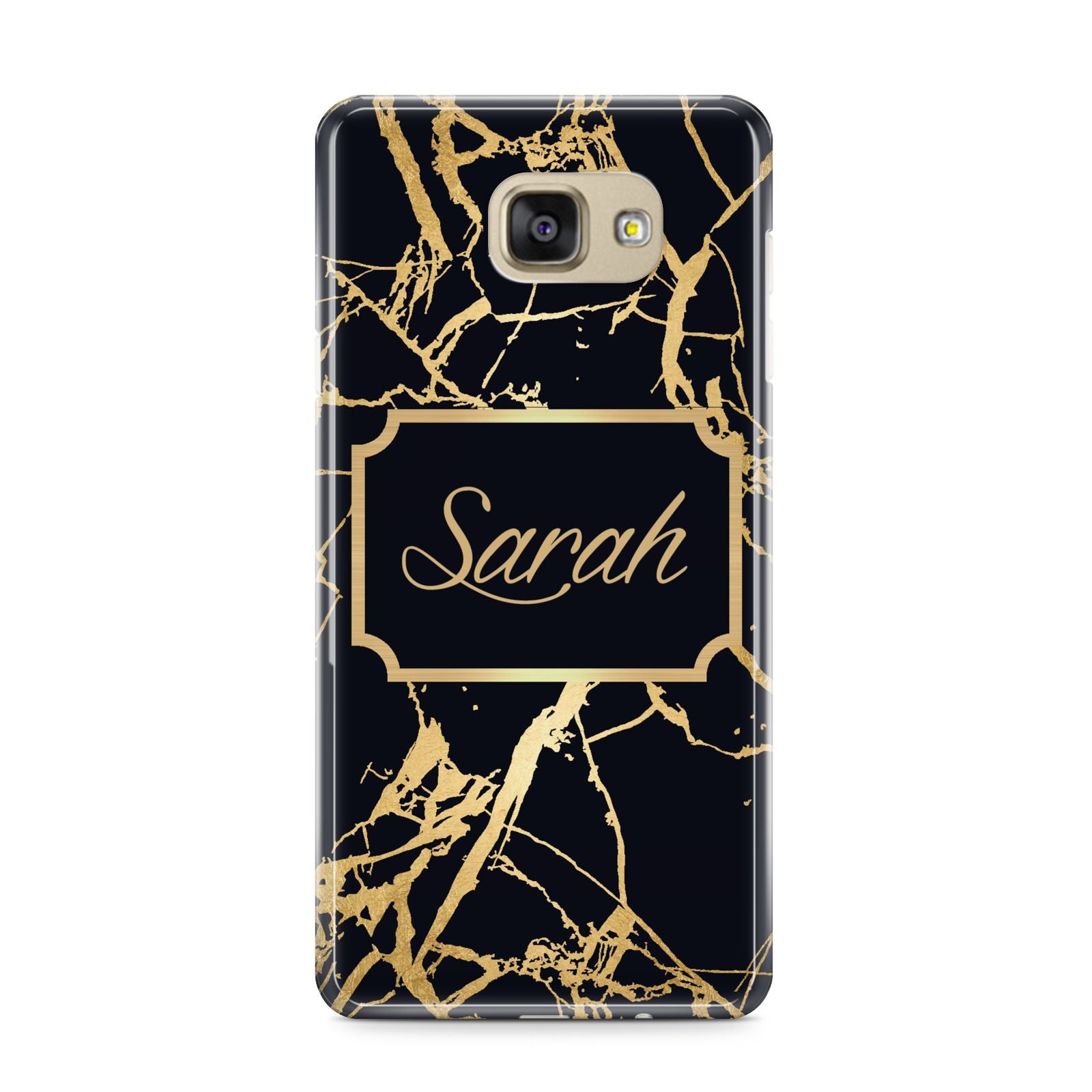 Personalised Gold Black Marble Name Samsung Galaxy A9 2016 Case on gold phone
