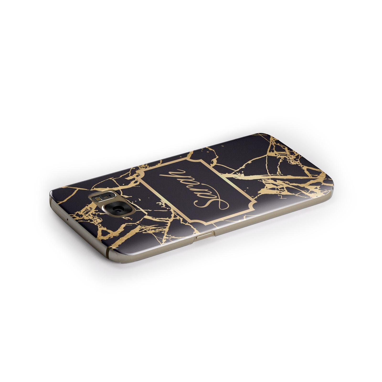 Personalised Gold Black Marble Name Samsung Galaxy Case Side Close Up