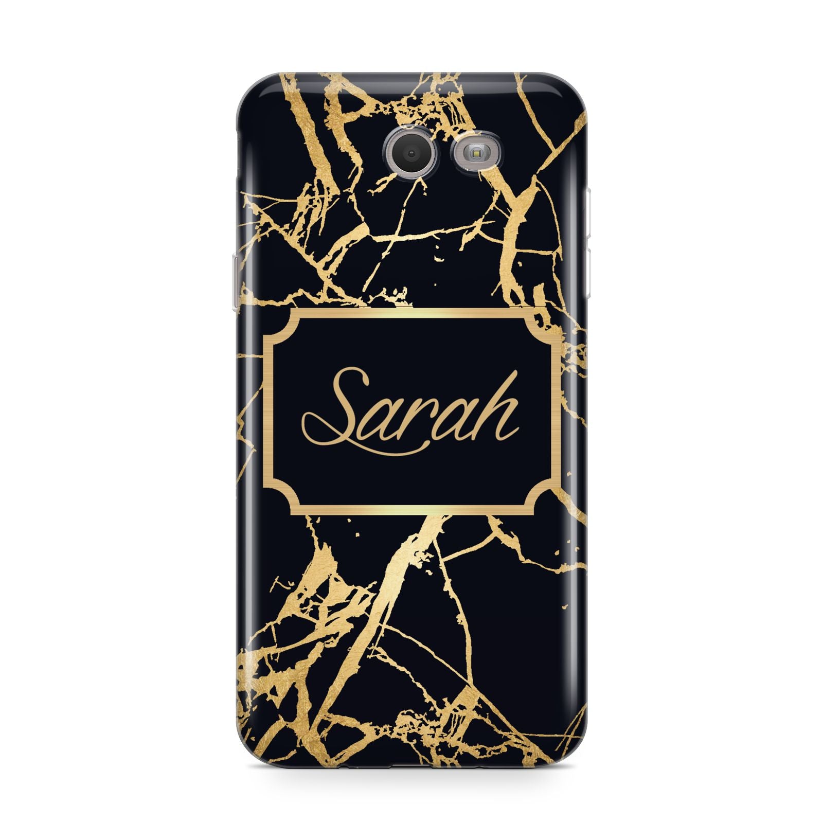 Personalised Gold Black Marble Name Samsung Galaxy J7 2017 Case