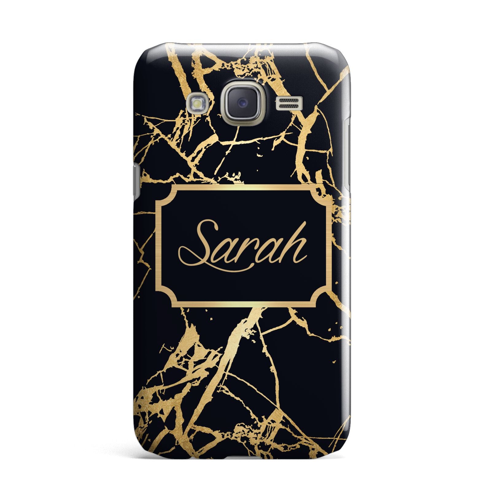 Personalised Gold Black Marble Name Samsung Galaxy J7 Case