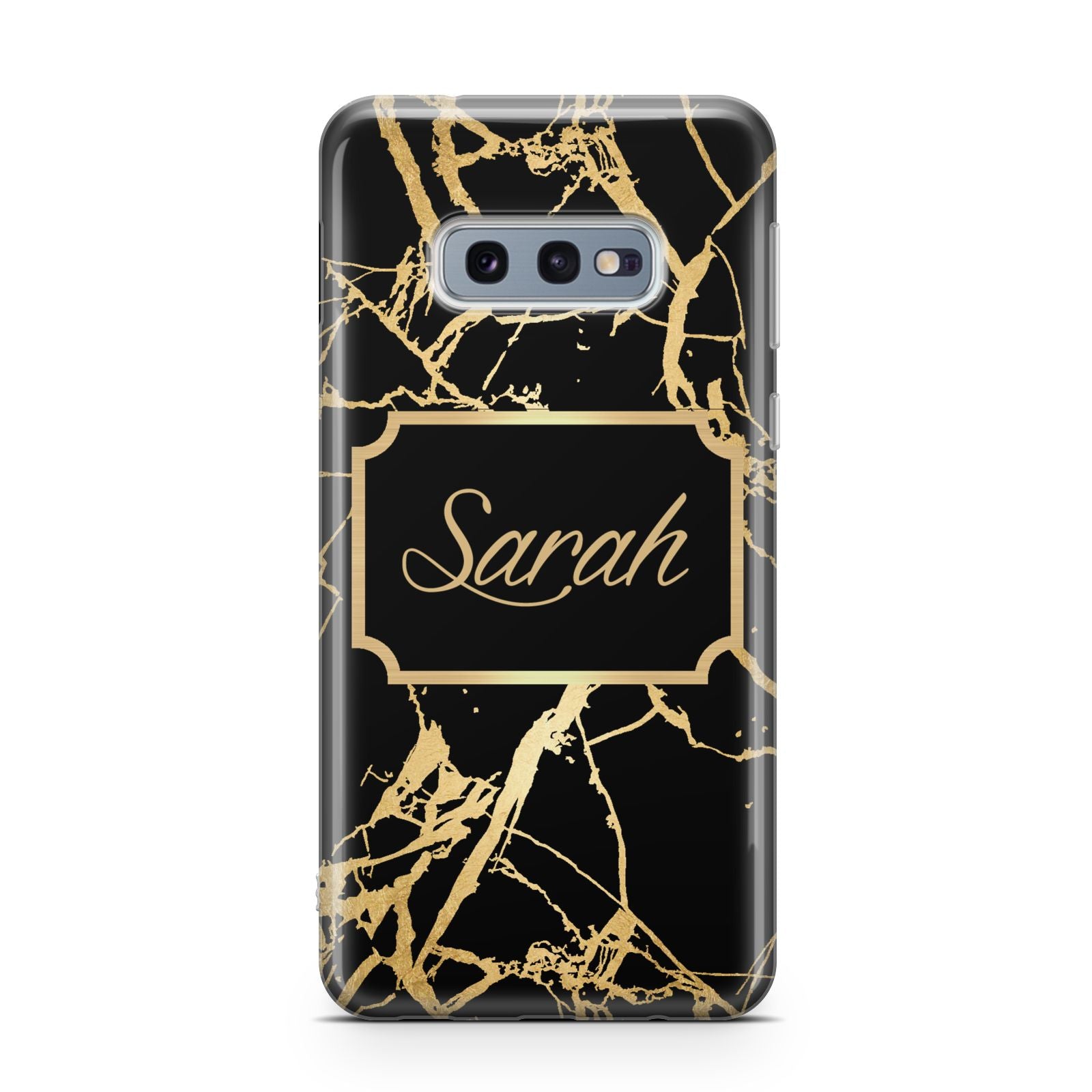 Personalised Gold Black Marble Name Samsung Galaxy S10E Case