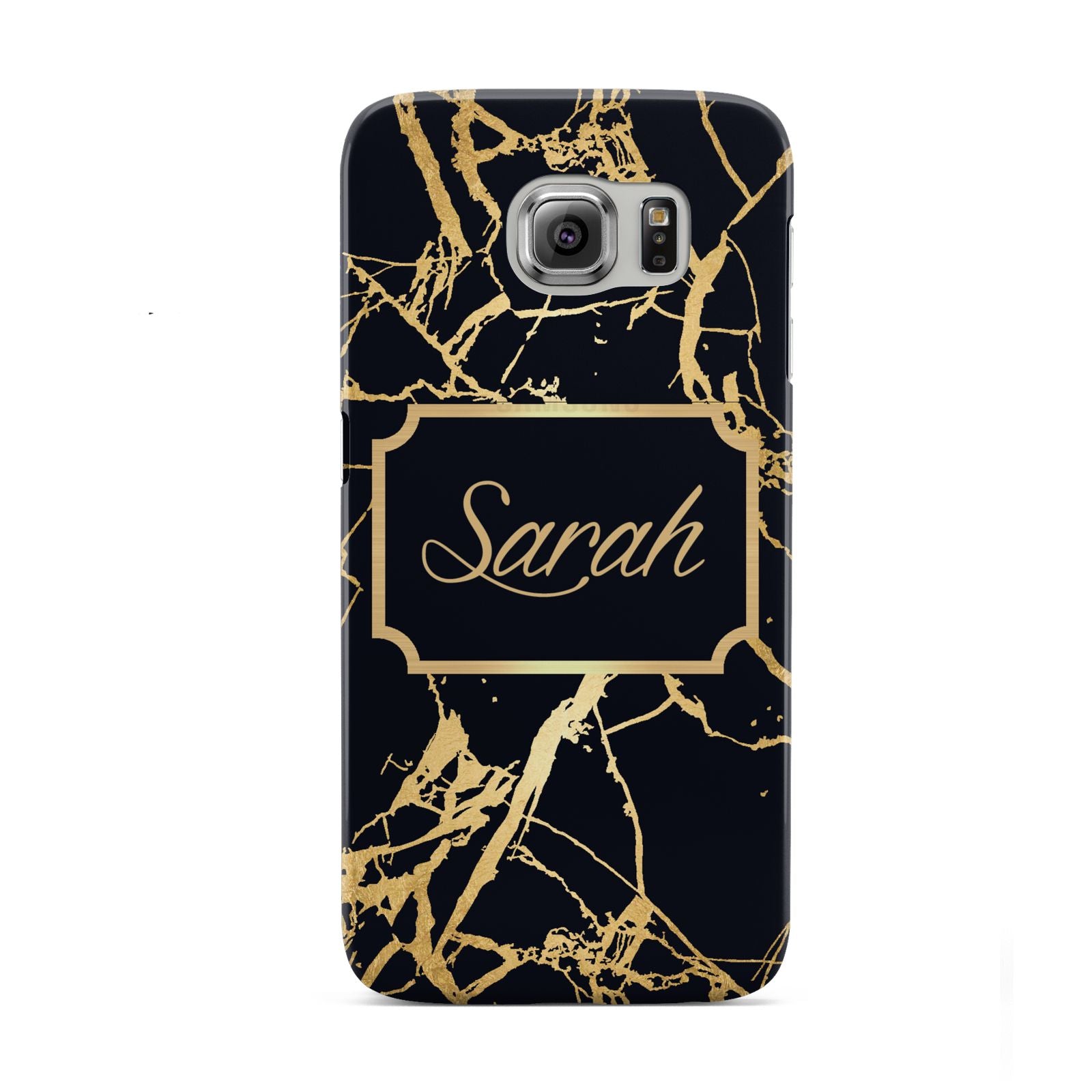 Personalised Gold Black Marble Name Samsung Galaxy S6 Case