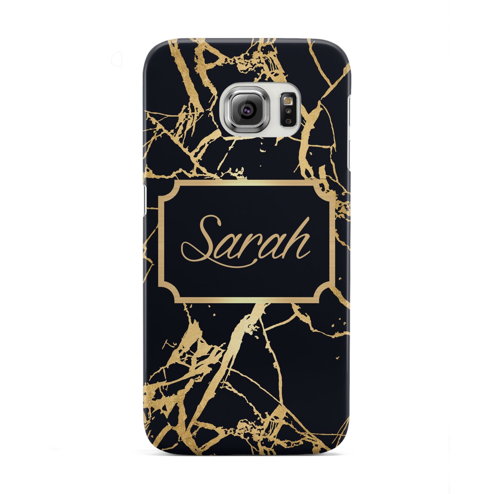 Personalised Gold Black Marble Name Samsung Galaxy S6 Edge Case
