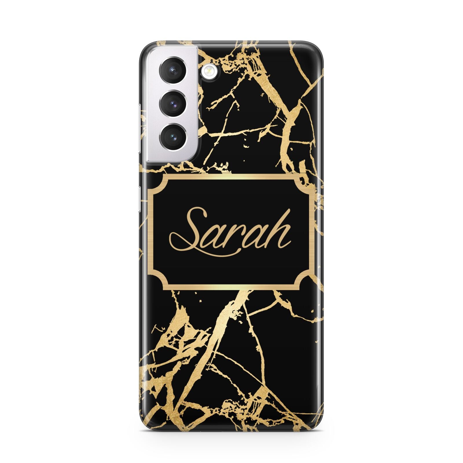 Personalised Gold Black Marble Name Samsung S21 Case