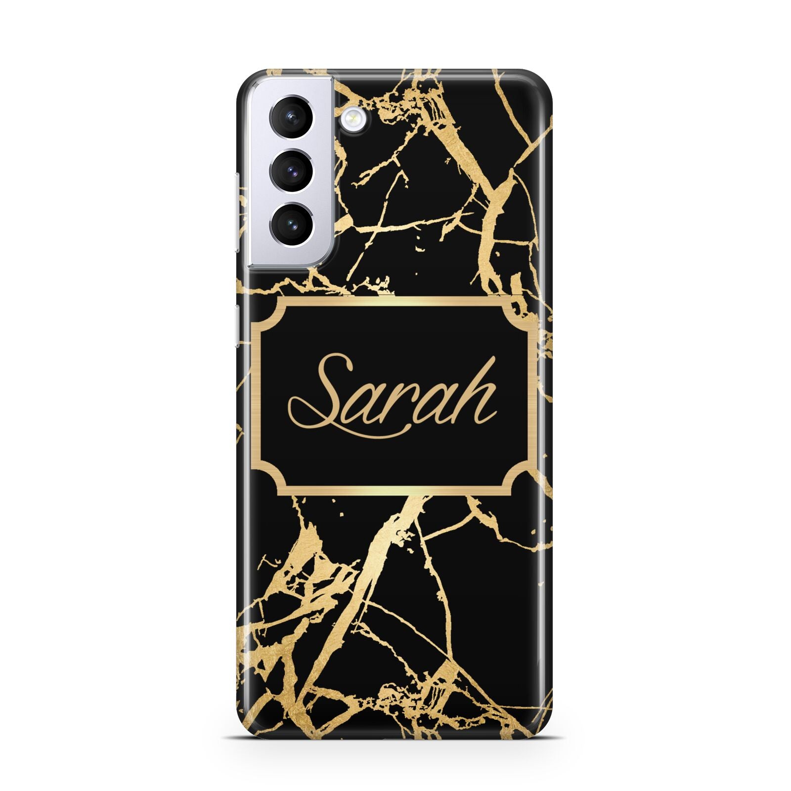 Personalised Gold Black Marble Name Samsung S21 Plus Case