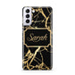 Personalised Gold Black Marble Name Samsung S21 Plus Phone Case