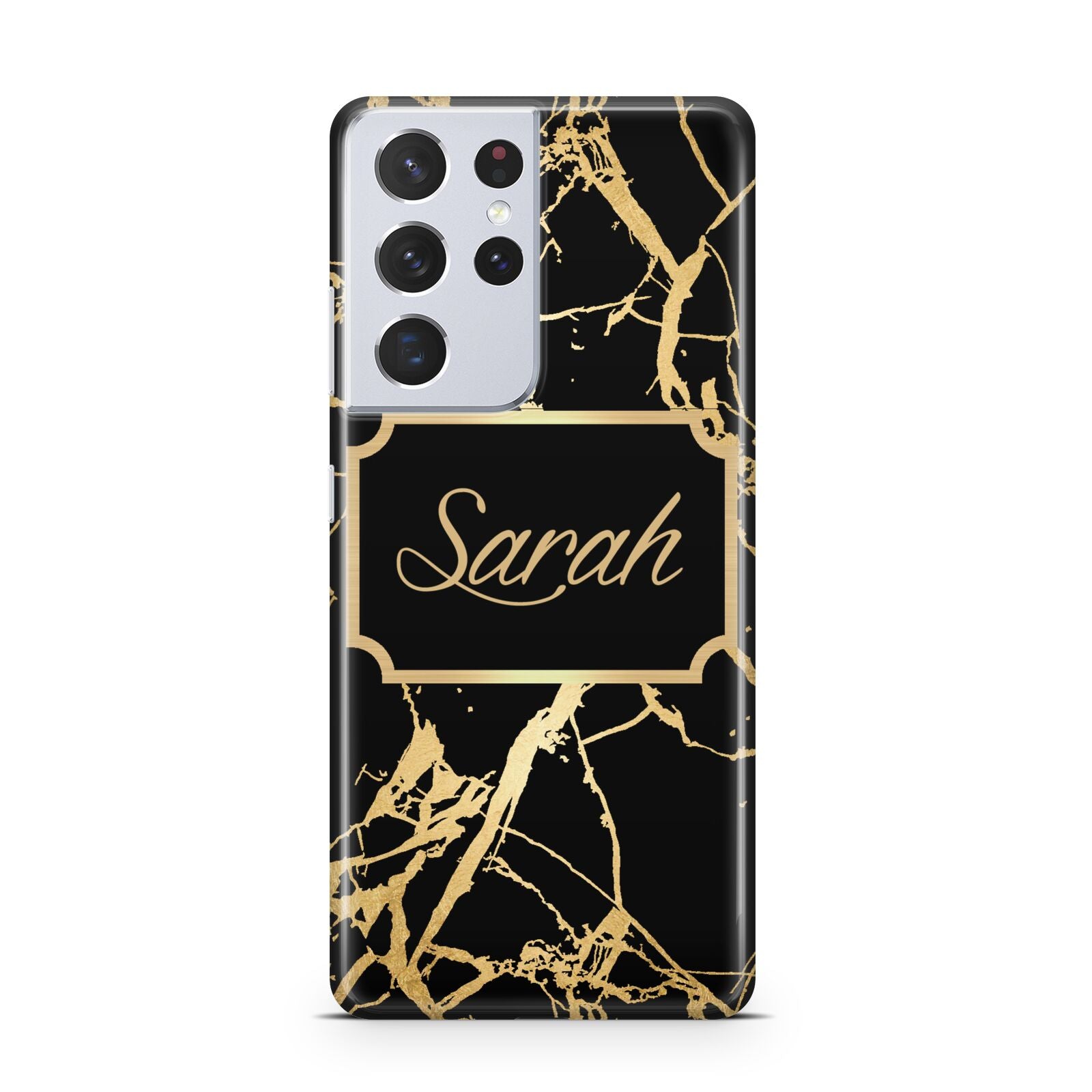 Personalised Gold Black Marble Name Samsung S21 Ultra Case