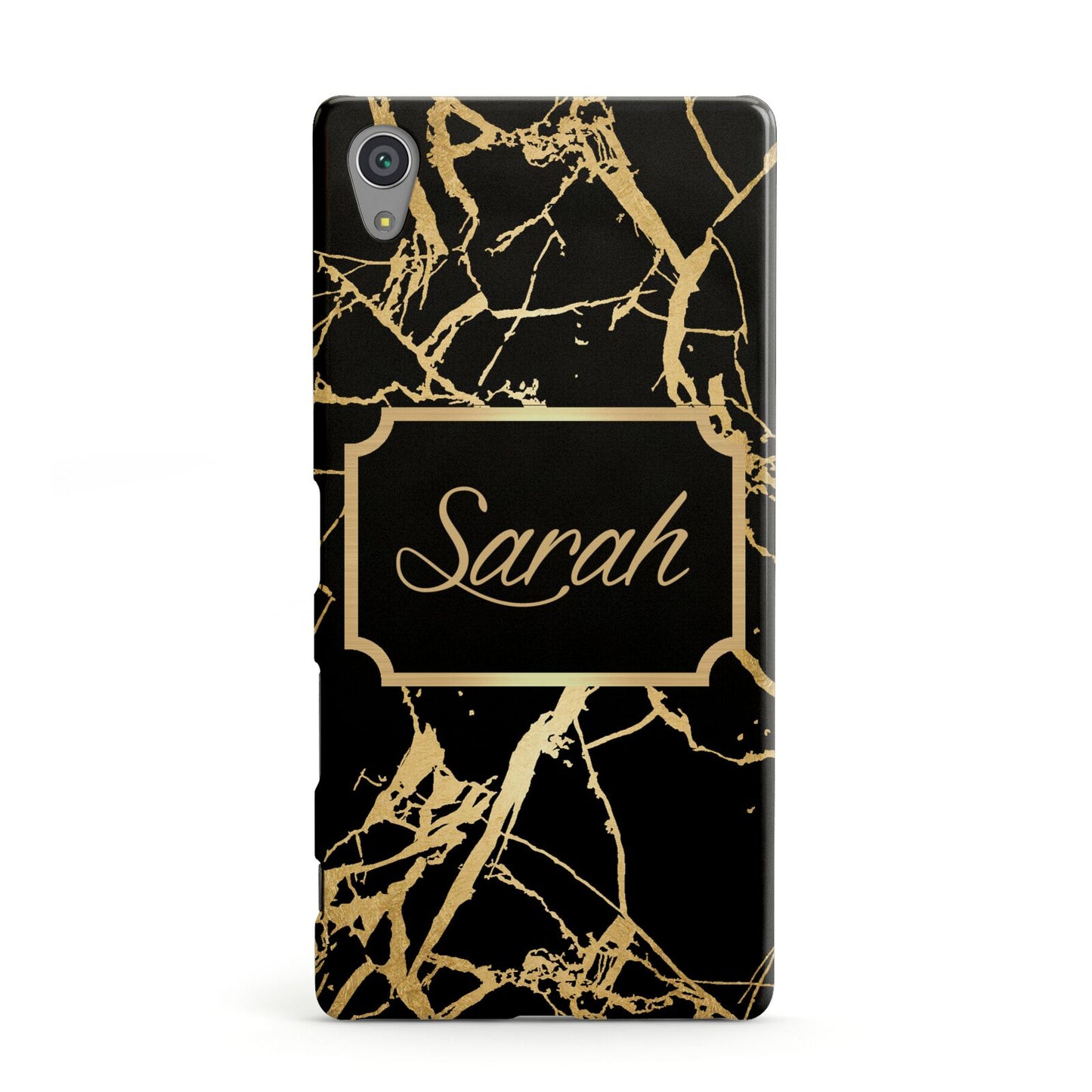 Personalised Gold Black Marble Name Sony Xperia Case