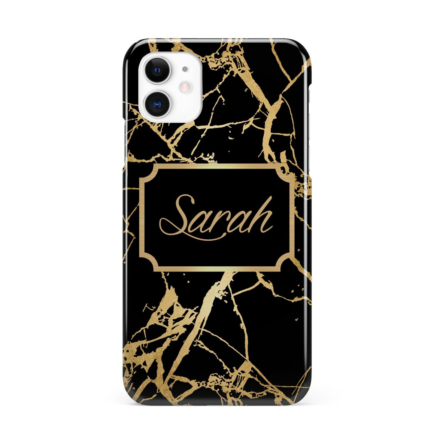 Personalised Gold Black Marble Name iPhone 11 3D Snap Case