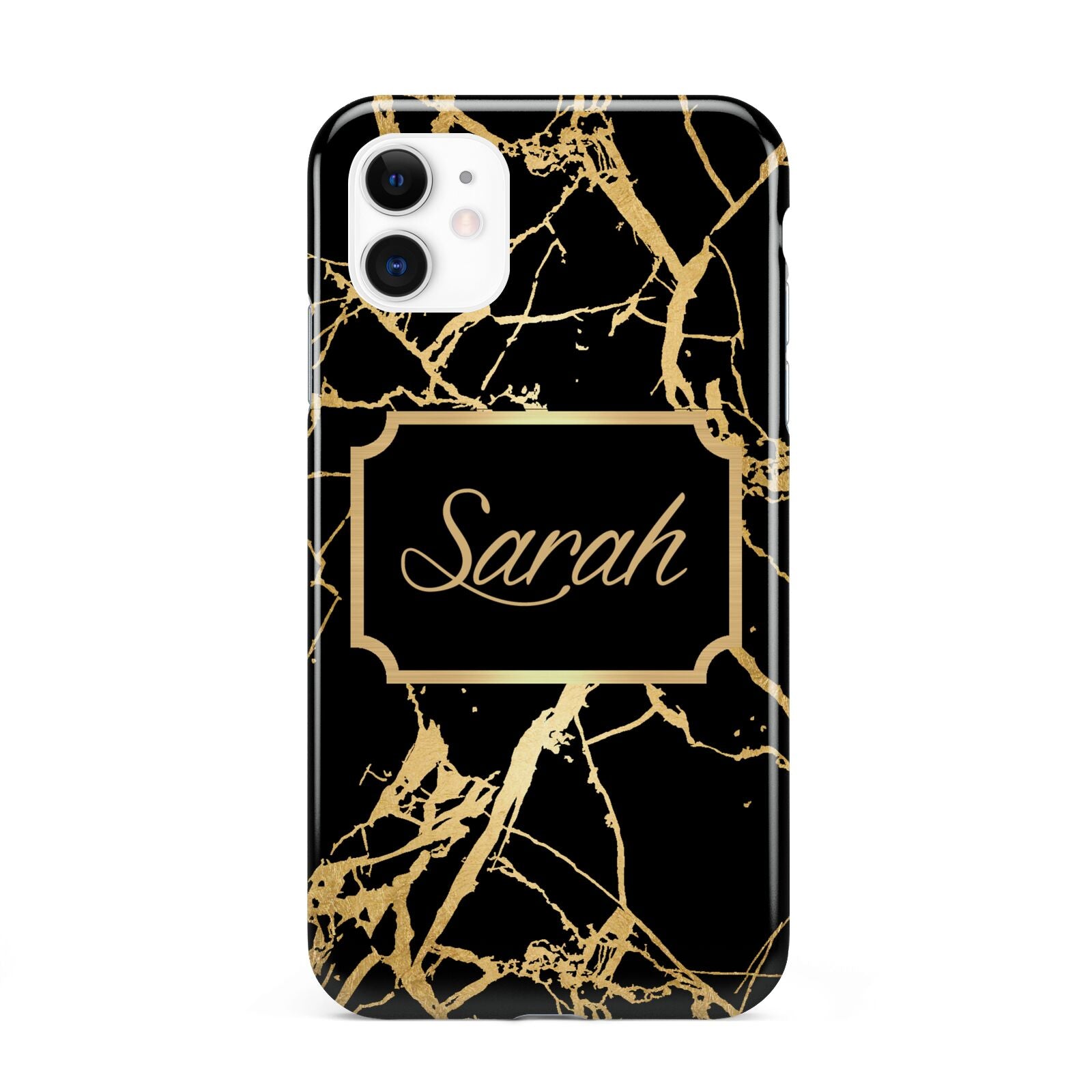 Personalised Gold Black Marble Name iPhone 11 3D Tough Case