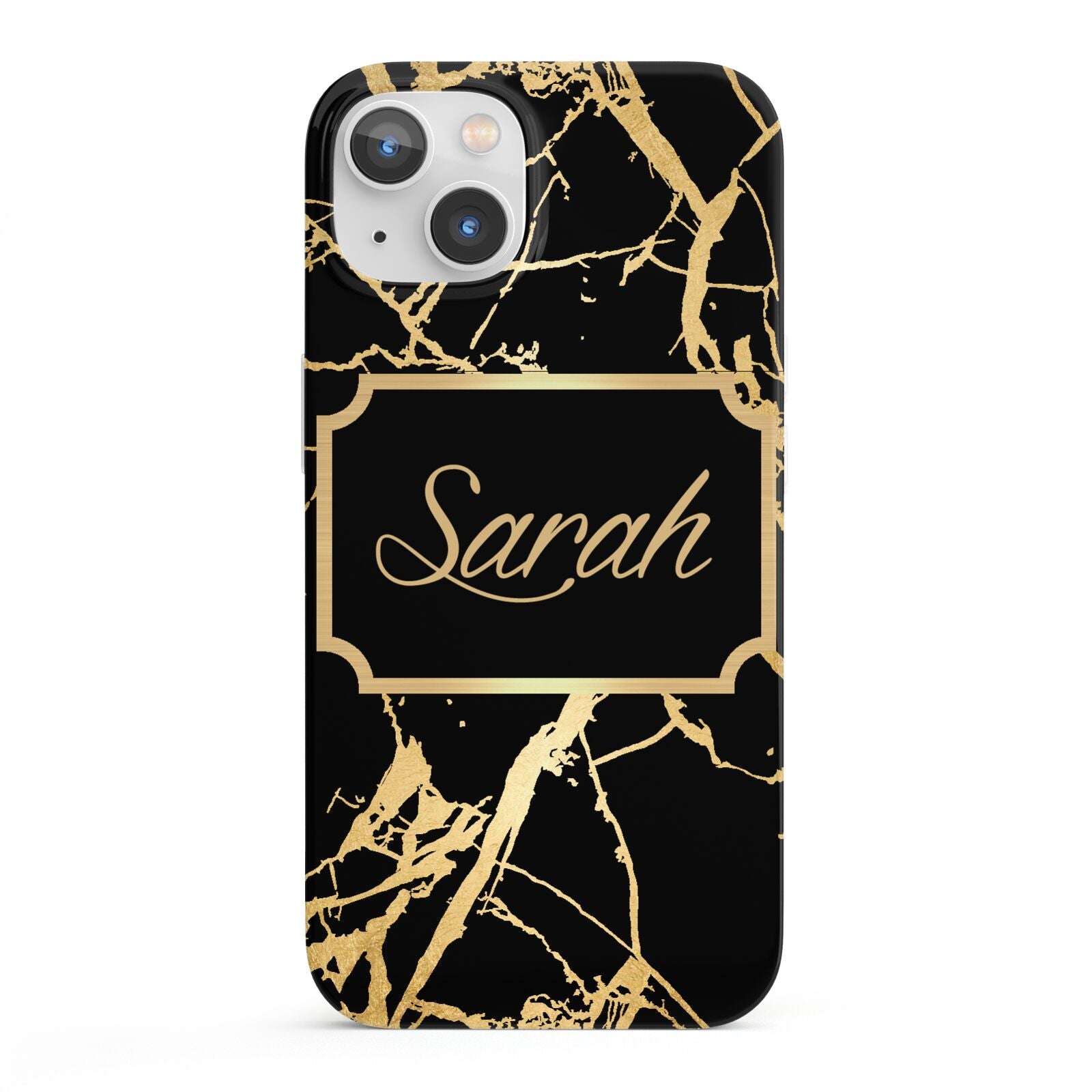 Personalised Gold Black Marble Name iPhone 13 Full Wrap 3D Snap Case
