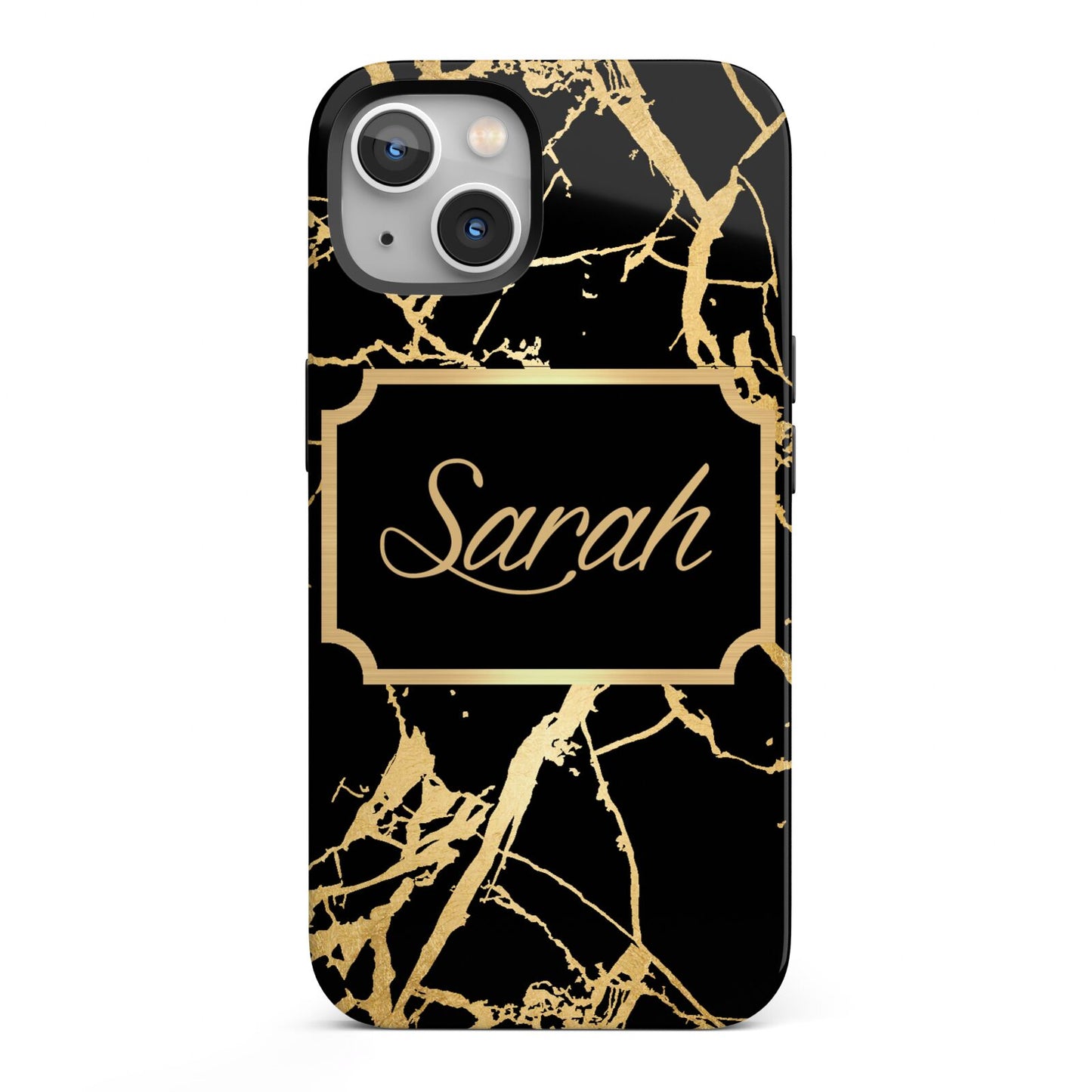 Personalised Gold Black Marble Name iPhone 13 Full Wrap 3D Tough Case