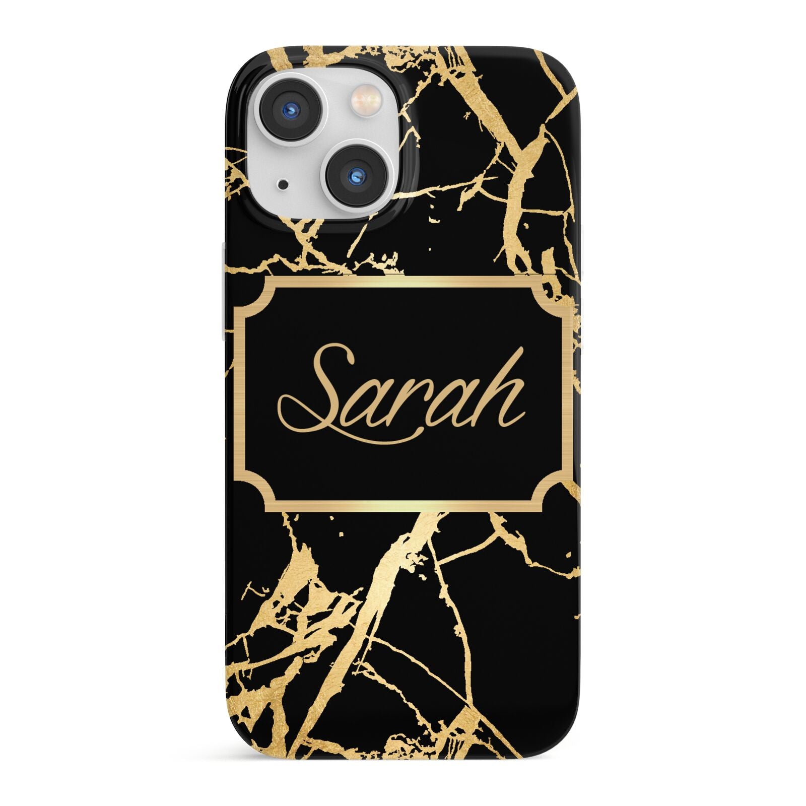 Personalised Gold Black Marble Name iPhone 13 Mini Full Wrap 3D Snap Case