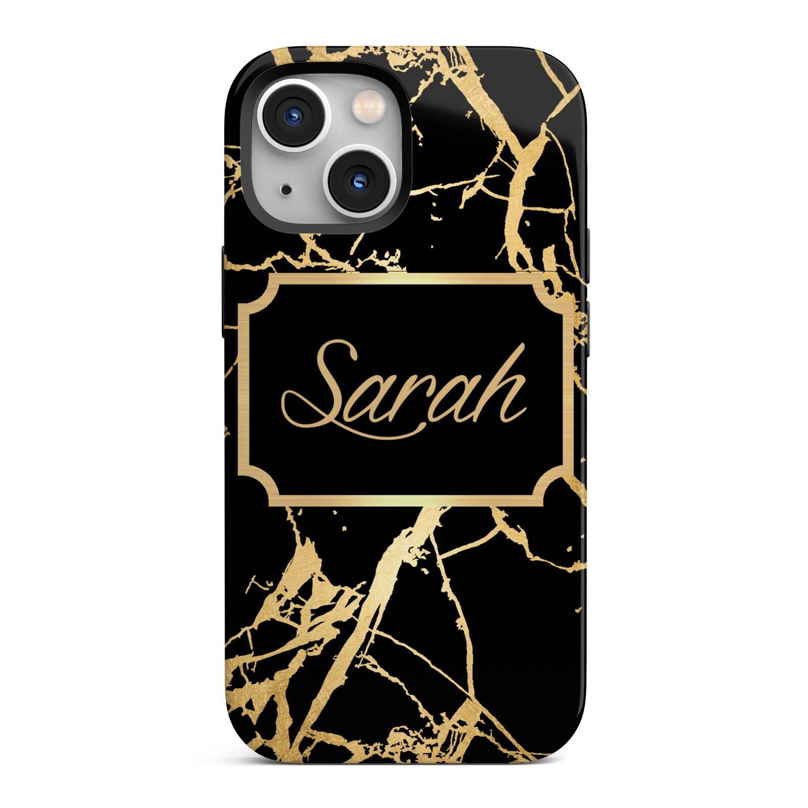 Personalised Gold Black Marble Name iPhone 13 Mini Full Wrap 3D Tough Case