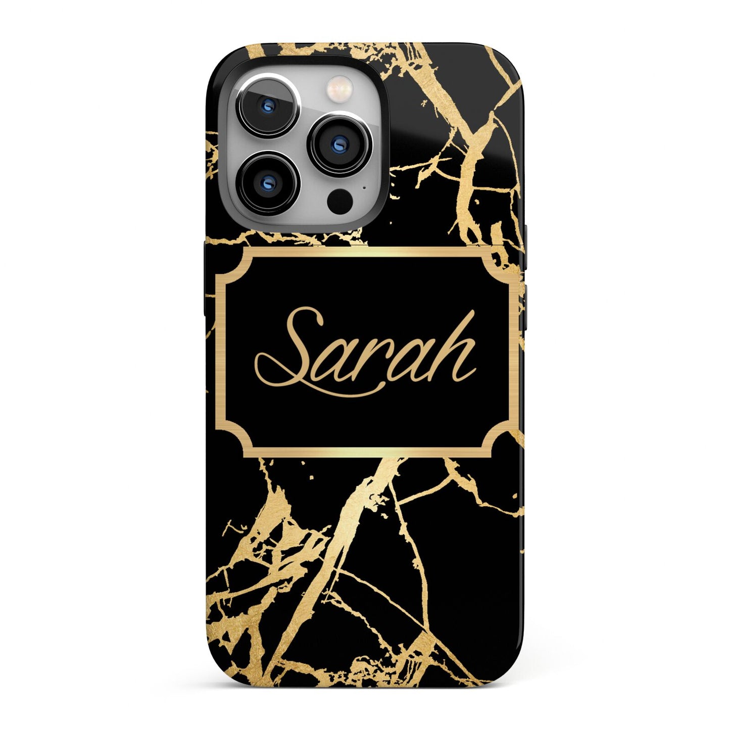 Personalised Gold Black Marble Name iPhone 13 Pro Full Wrap 3D Tough Case