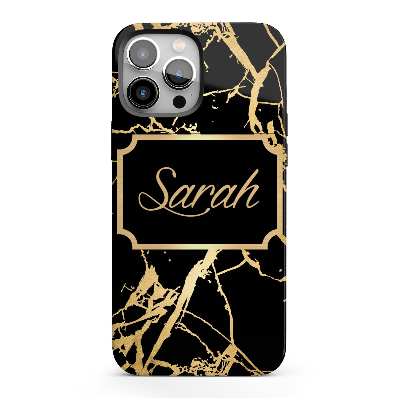 Personalised Gold Black Marble Name iPhone 13 Pro Max Full Wrap 3D Tough Case