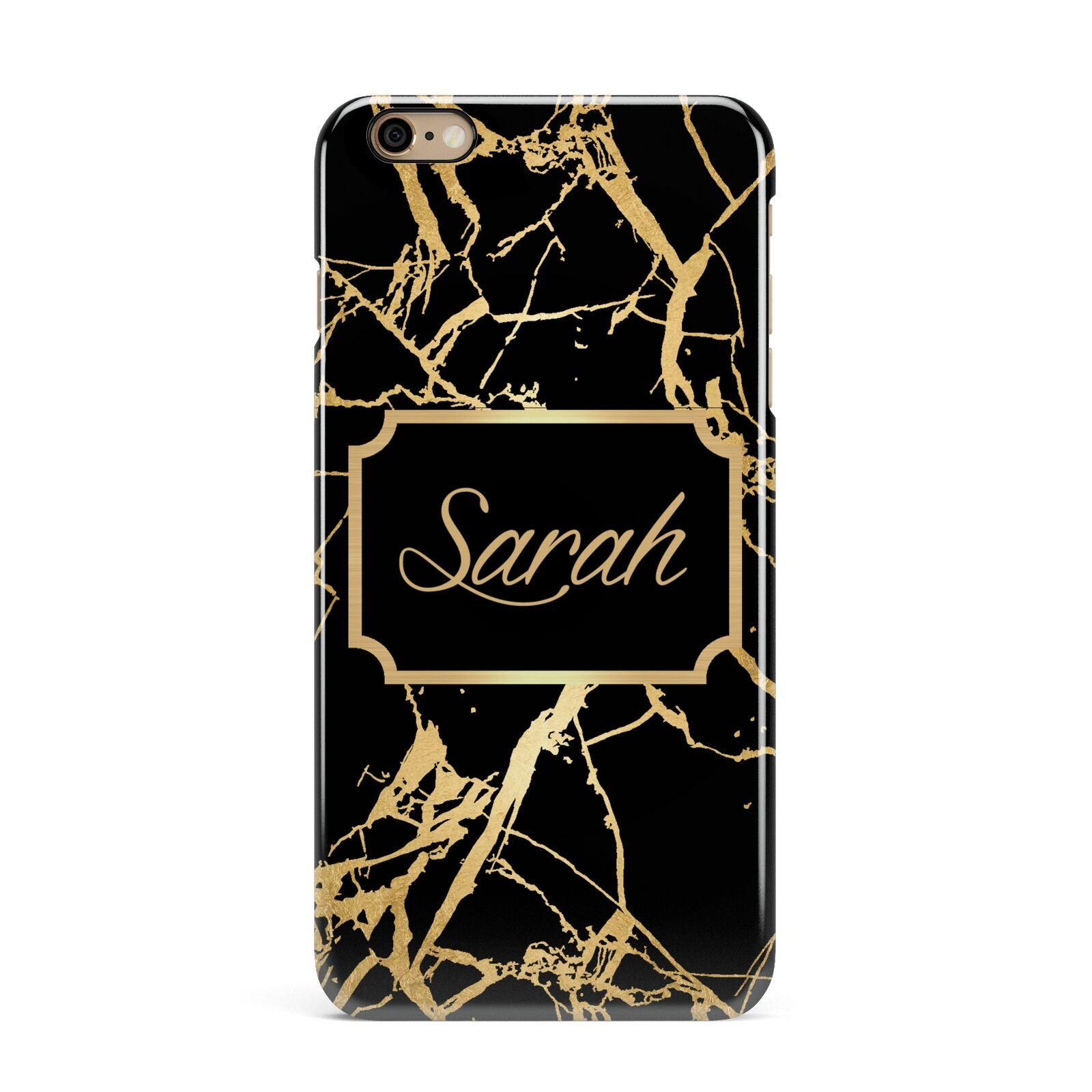 Personalised Gold Black Marble Name iPhone 6 Plus 3D Snap Case on Gold Phone