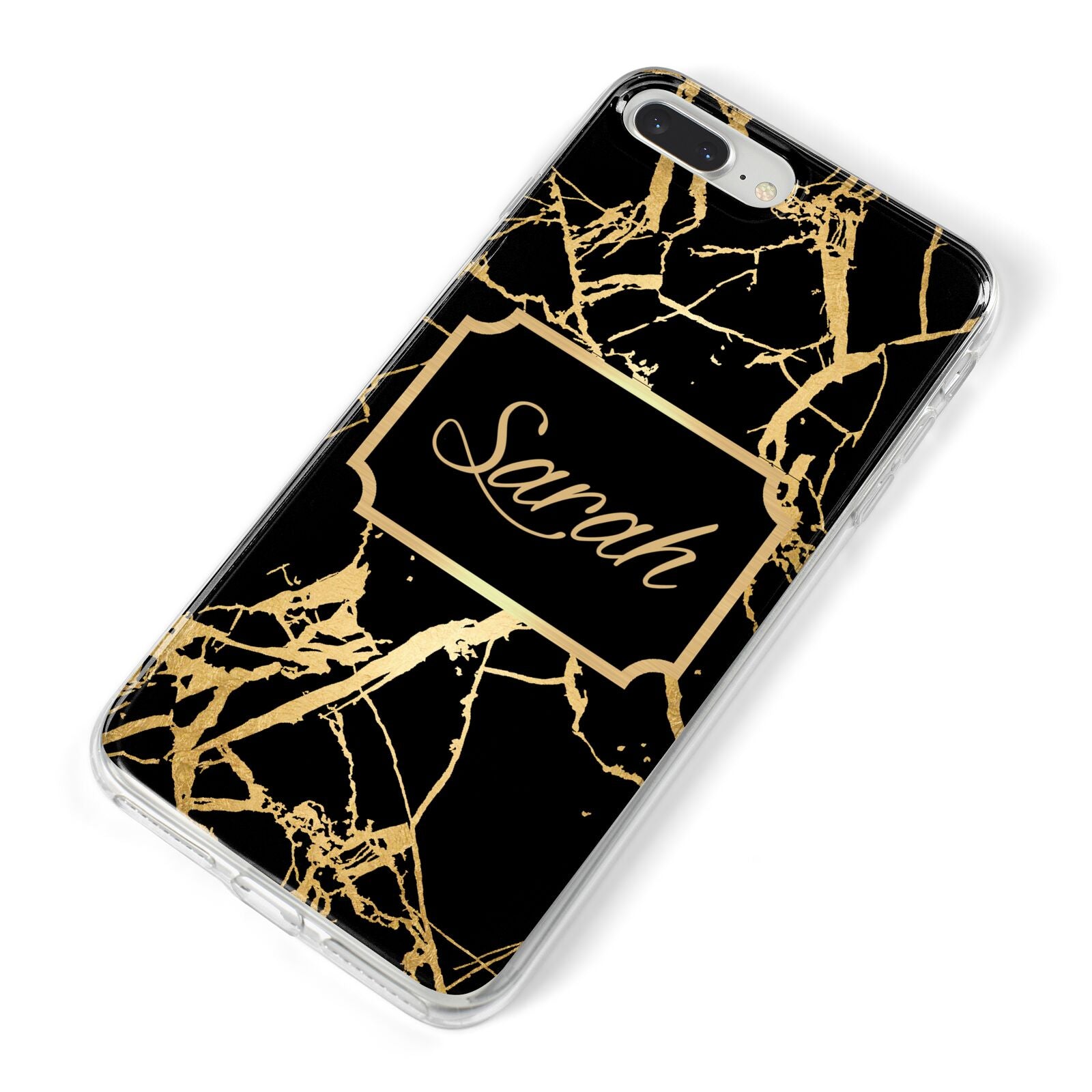 Personalised Gold Black Marble Name iPhone 8 Plus Bumper Case on Silver iPhone Alternative Image