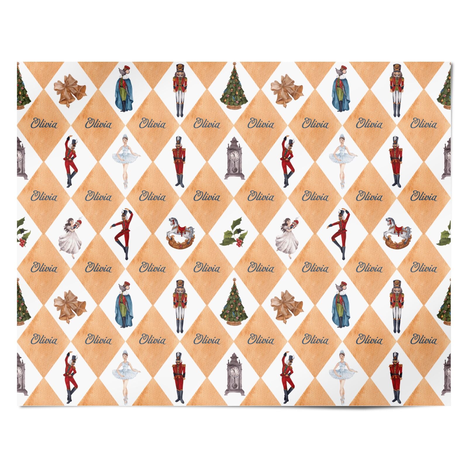 Personalised Gold Harlequin Nutcracker Christmas Personalised Wrapping Paper Alternative