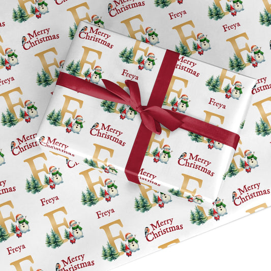 Personalised Gold Initial Name Christmas Custom Wrapping Paper