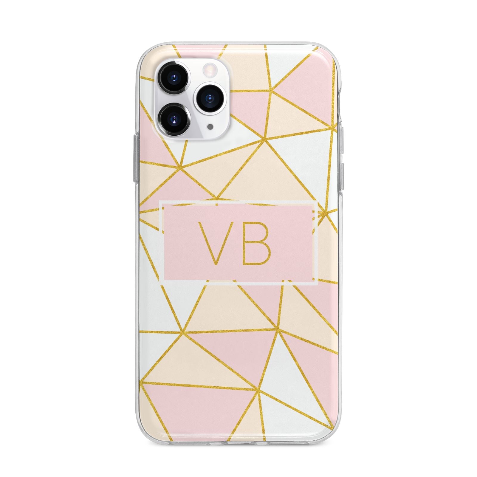 Personalised Gold Initials Geometric Apple iPhone 11 Pro in Silver with Bumper Case