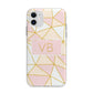 Personalised Gold Initials Geometric Apple iPhone 11 in White with Bumper Case
