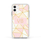 Personalised Gold Initials Geometric Apple iPhone 11 in White with White Impact Case