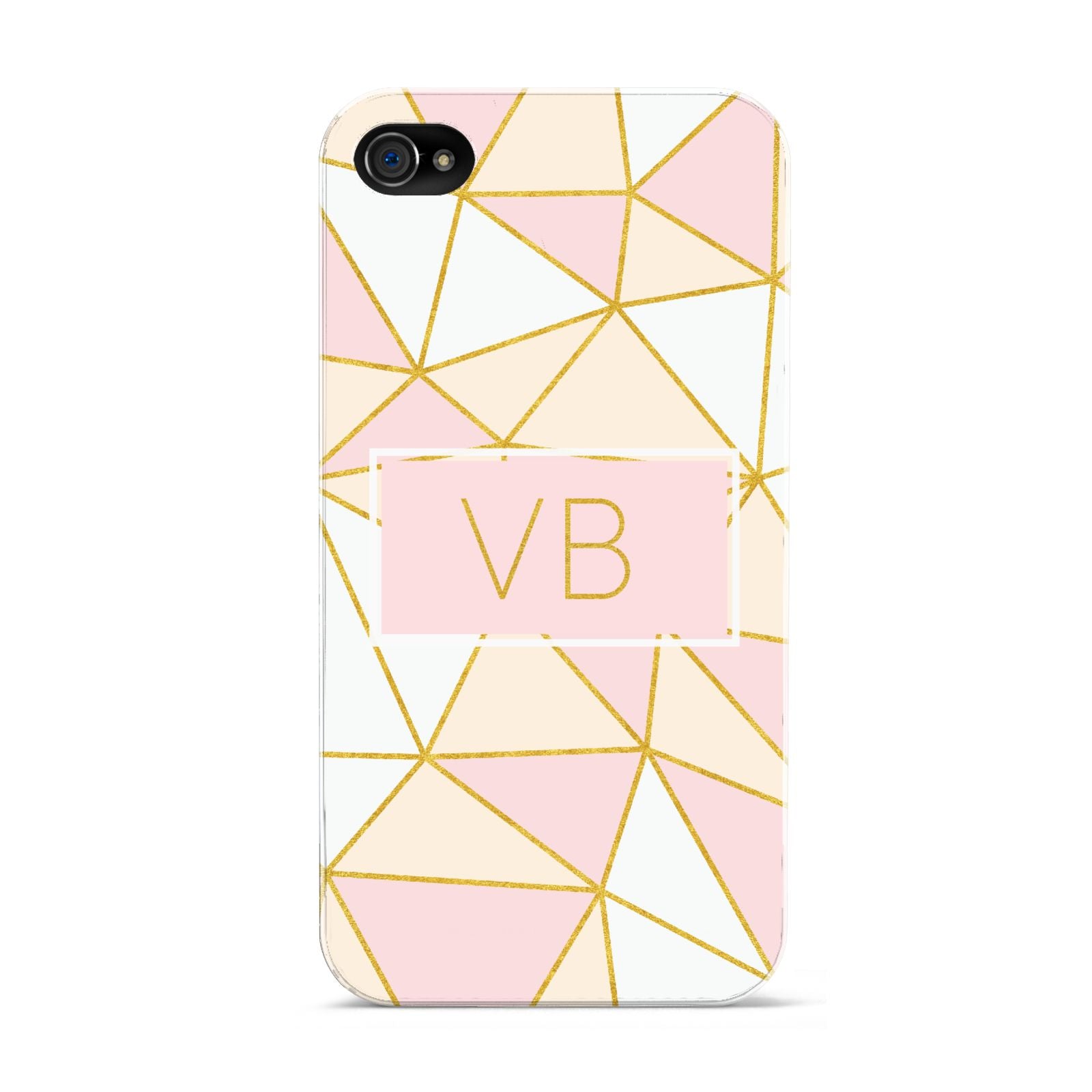 Personalised Gold Initials Geometric Apple iPhone 4s Case