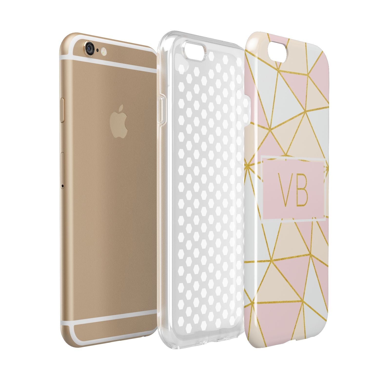 Personalised Gold Initials Geometric Apple iPhone 6 3D Tough Case Expanded view
