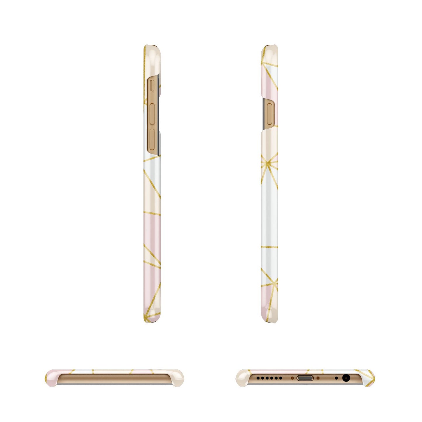 Personalised Gold Initials Geometric Apple iPhone 6 3D Wrap Snap Case Angled Images