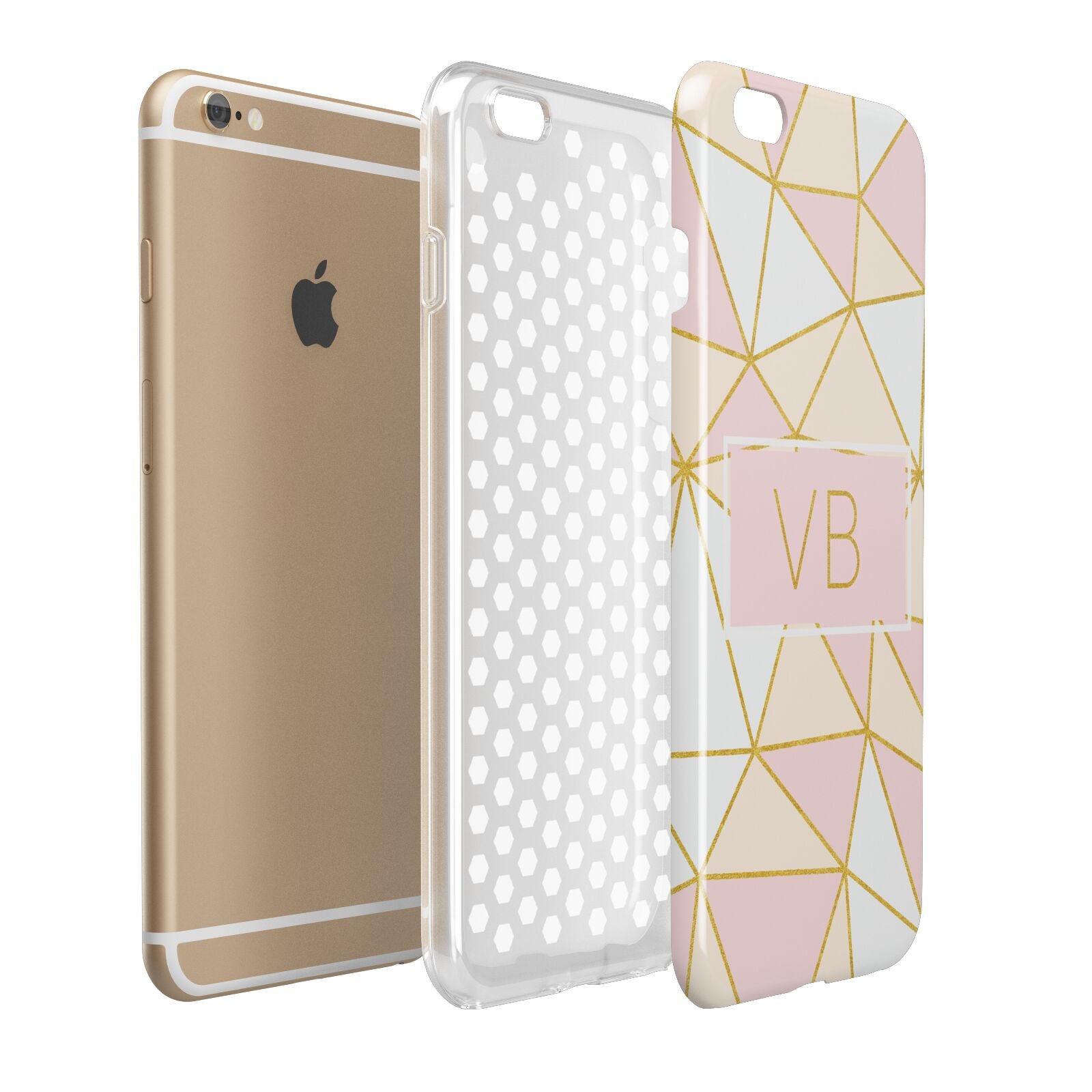 Personalised Gold Initials Geometric Apple iPhone 6 Plus 3D Tough Case Expand Detail Image