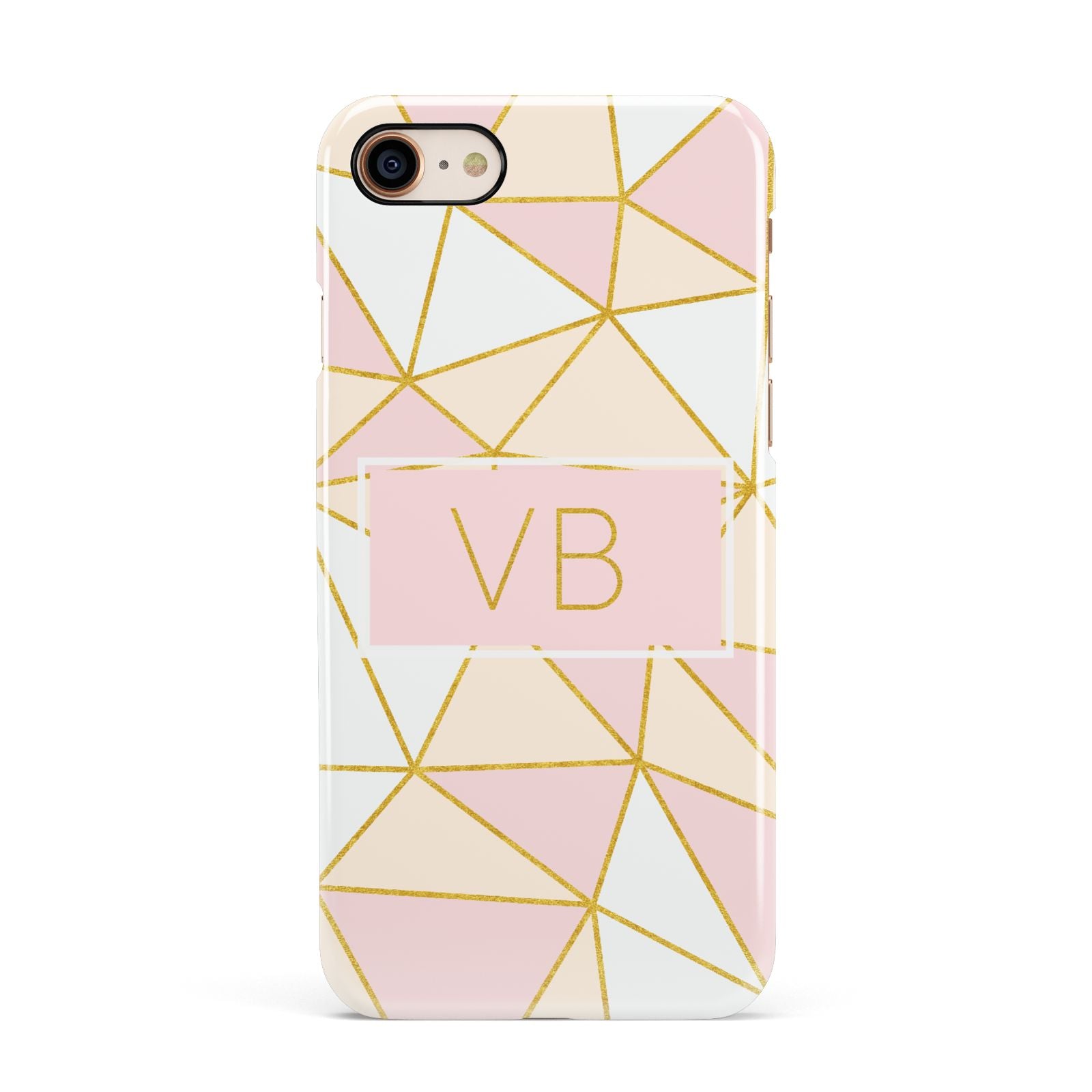 Personalised Gold Initials Geometric Apple iPhone 7 8 3D Snap Case