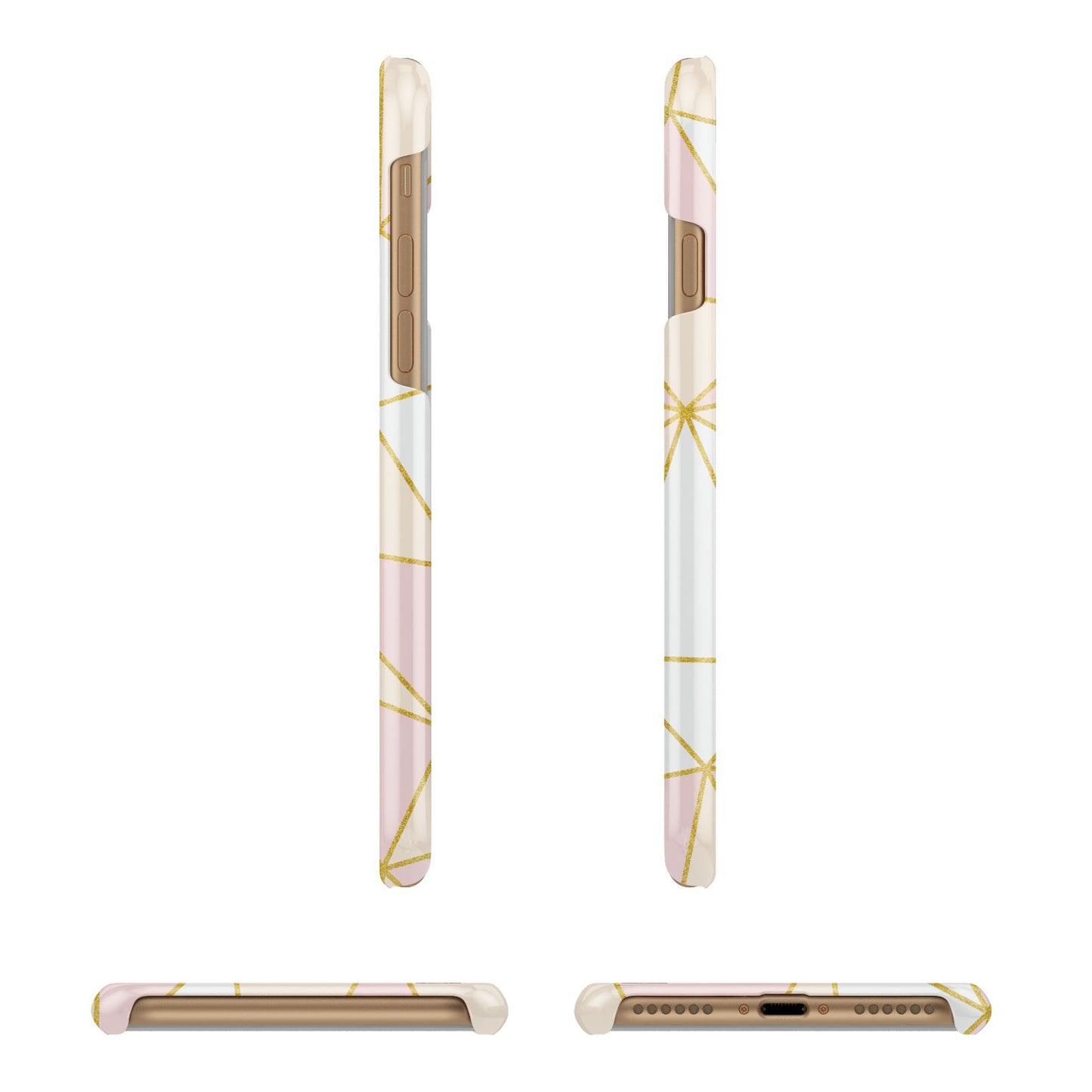 Personalised Gold Initials Geometric Apple iPhone 7 8 3D Wrap Snap Case Angled Images