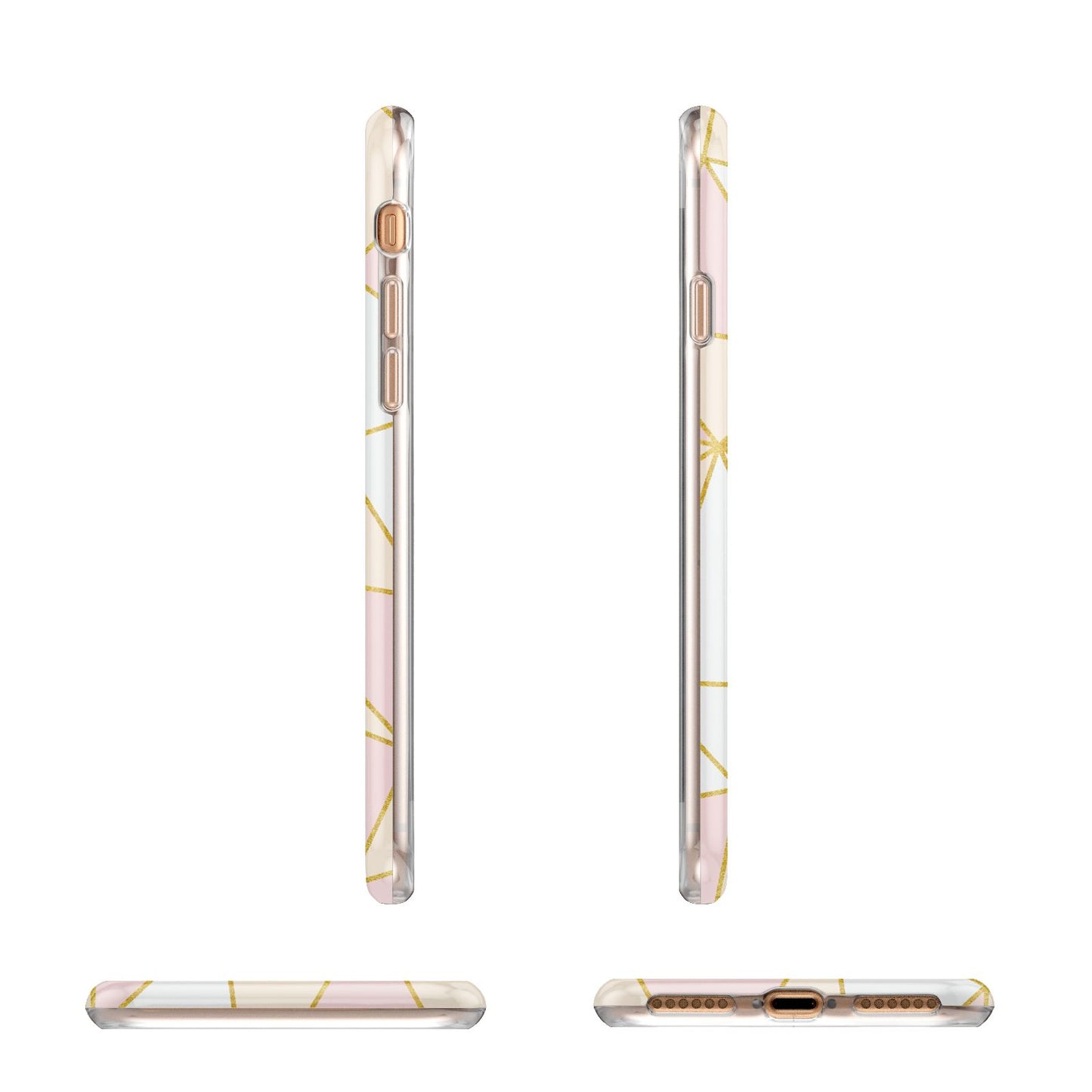 Personalised Gold Initials Geometric Apple iPhone 7 8 3D Wrap Tough Case Alternative Image Angles