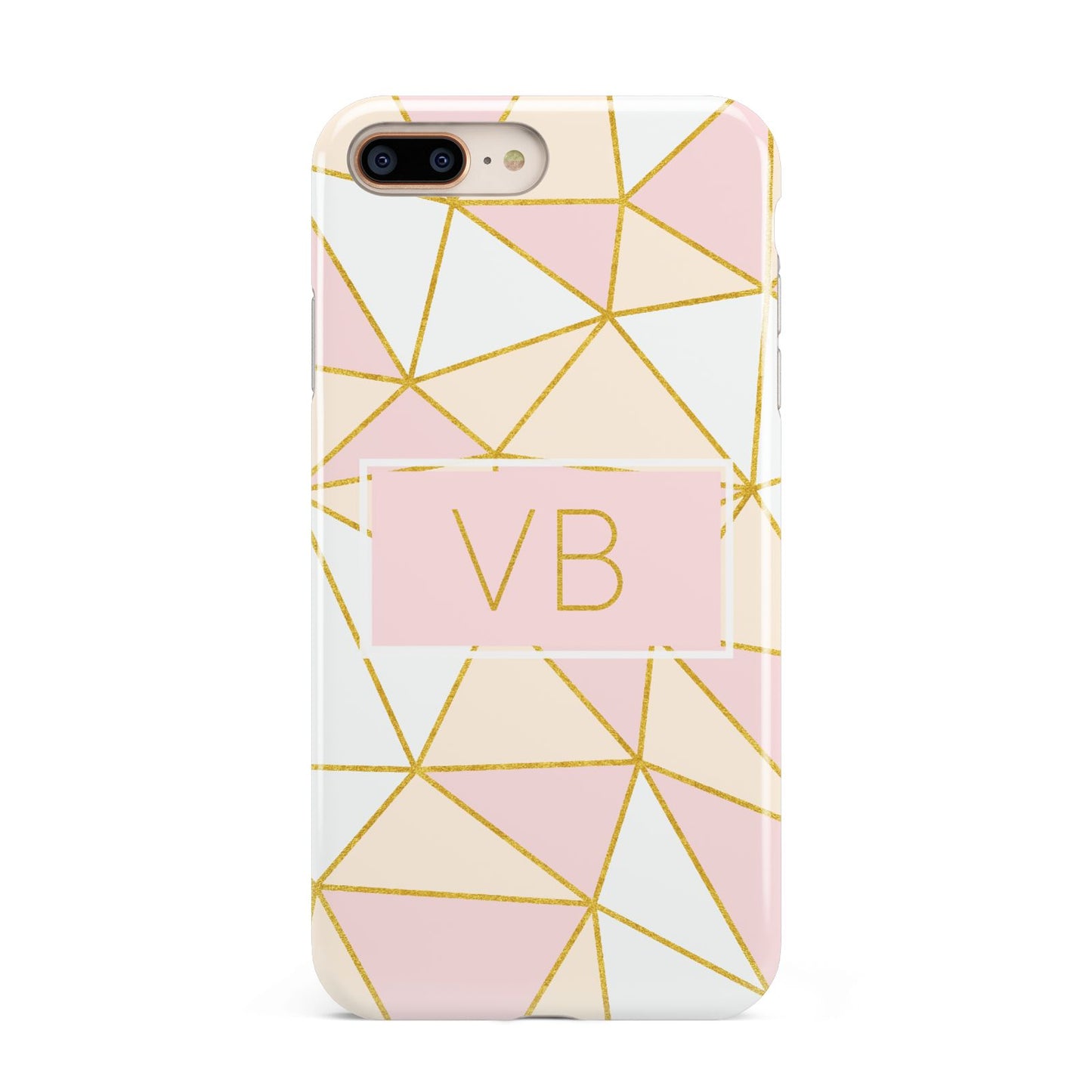 Personalised Gold Initials Geometric Apple iPhone 7 8 Plus 3D Tough Case