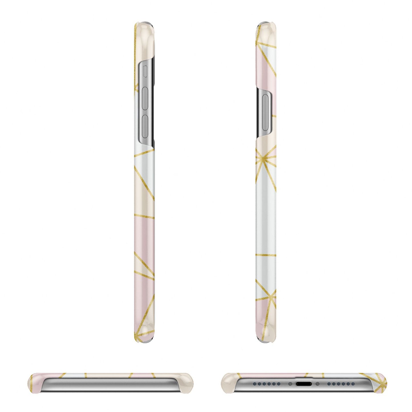 Personalised Gold Initials Geometric Apple iPhone XR 3D Wrap Snap Case Angled Images on White Phone