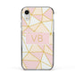 Personalised Gold Initials Geometric Apple iPhone XR Impact Case Black Edge on Silver Phone