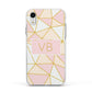 Personalised Gold Initials Geometric Apple iPhone XR Impact Case White Edge on Silver Phone