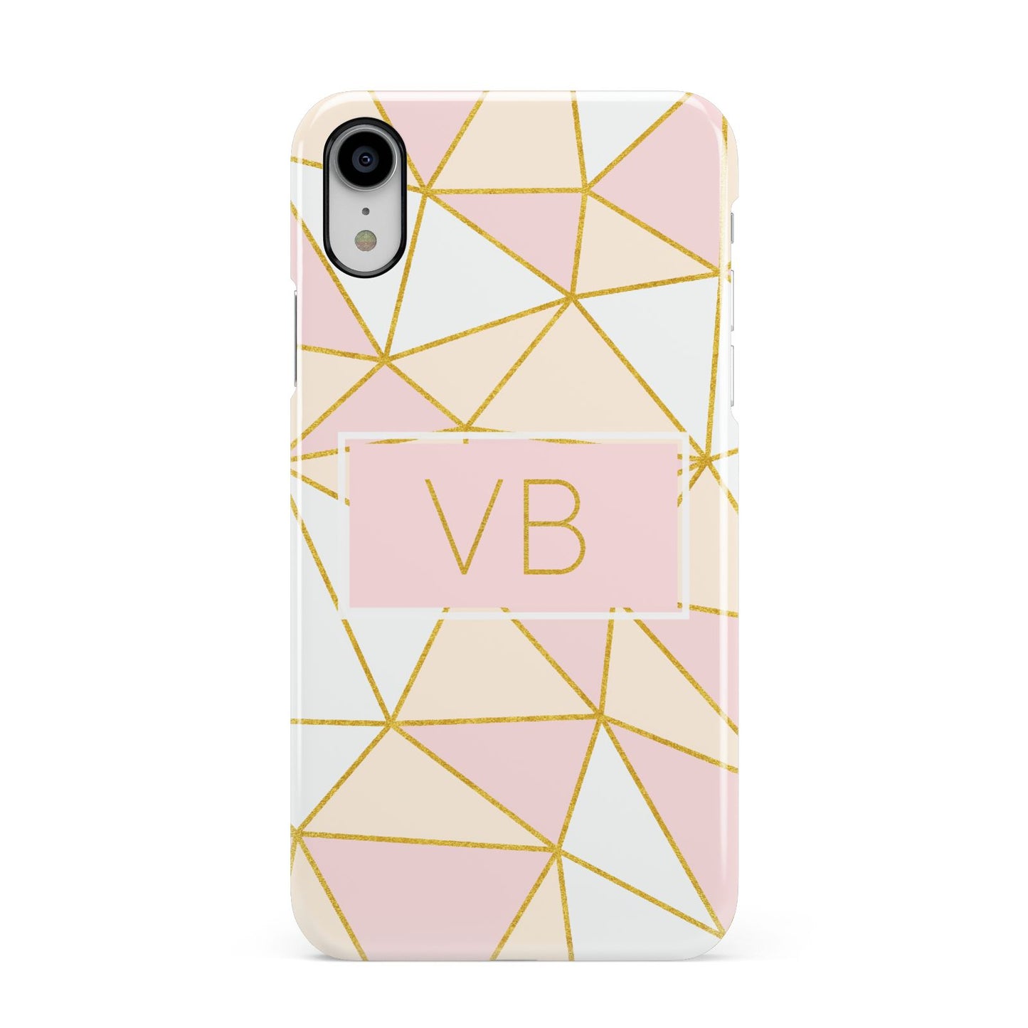 Personalised Gold Initials Geometric Apple iPhone XR White 3D Snap Case