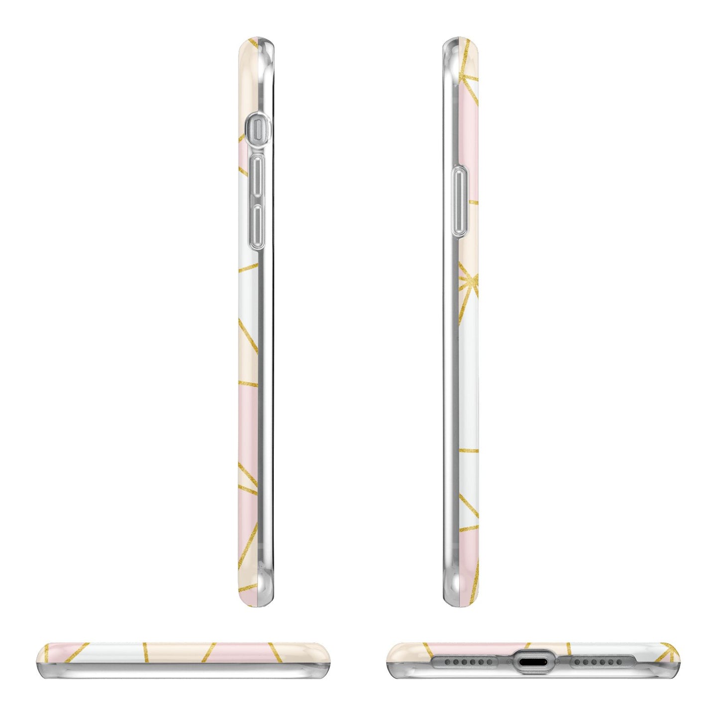 Personalised Gold Initials Geometric Apple iPhone XR in White with 3D Wrap Tough Case Alternative Image Angles