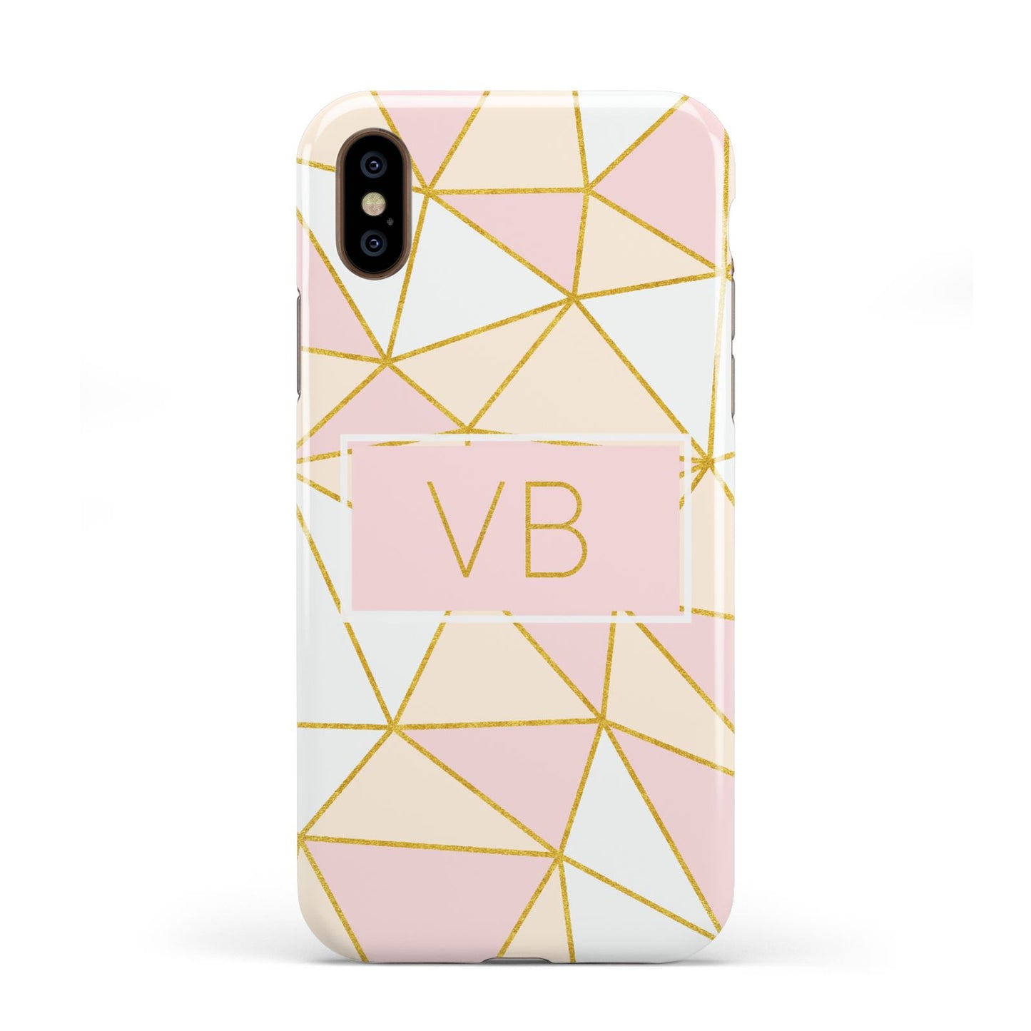 Personalised Gold Initials Geometric Apple iPhone XS 3D Tough