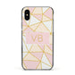 Personalised Gold Initials Geometric Apple iPhone Xs Impact Case Black Edge on Black Phone