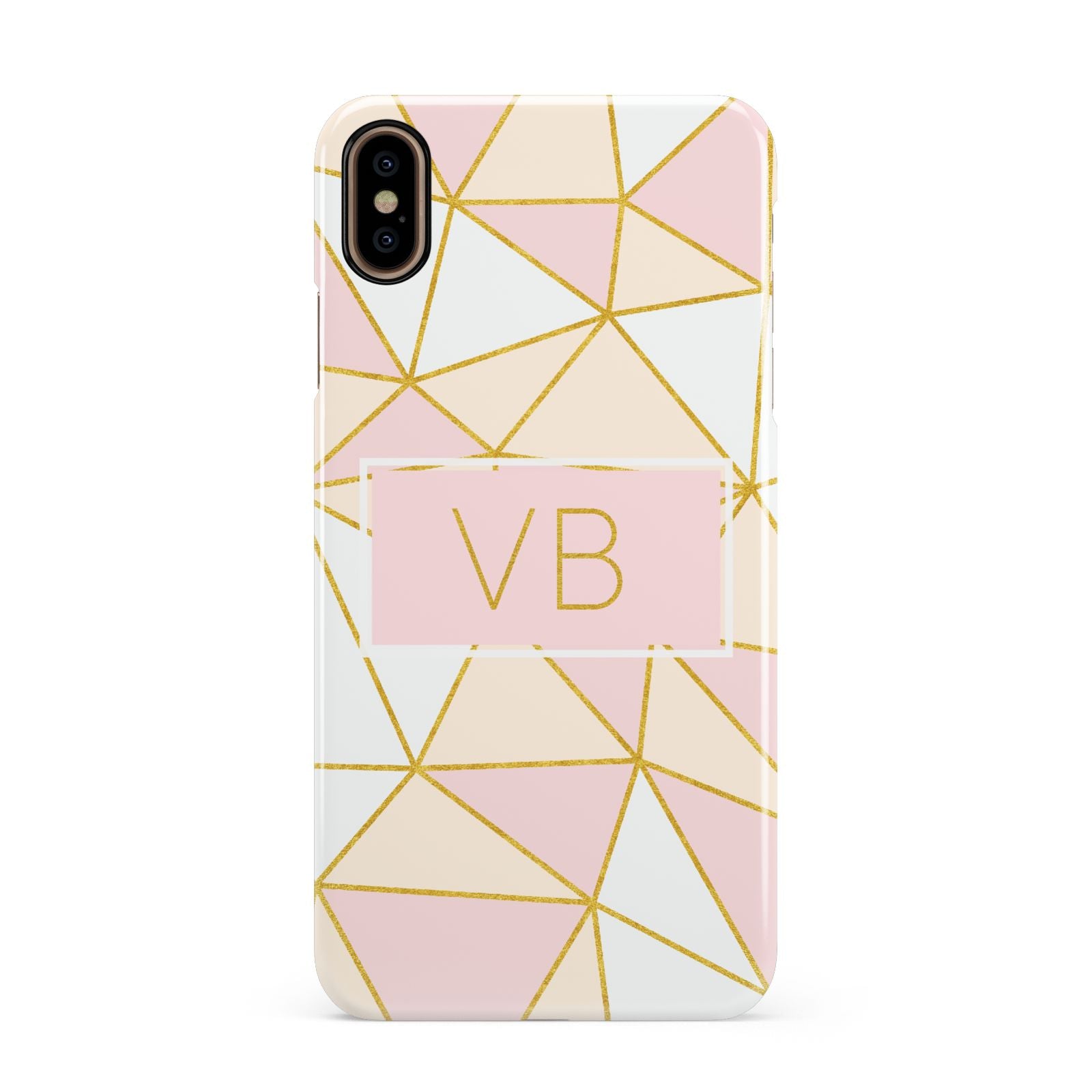 Personalised Gold Initials Geometric Apple iPhone Xs Max 3D Snap Case