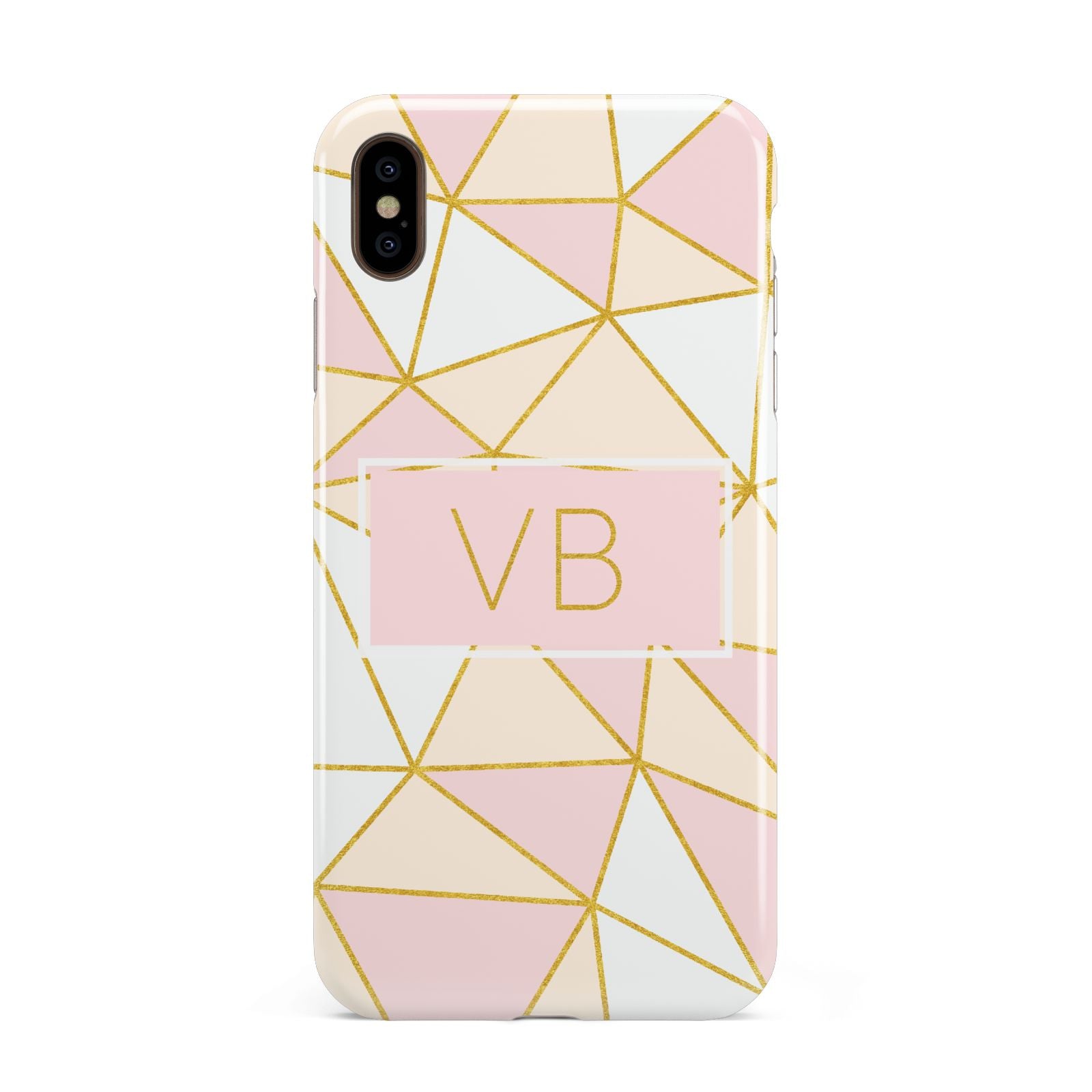 Personalised Gold Initials Geometric Apple iPhone Xs Max 3D Tough Case