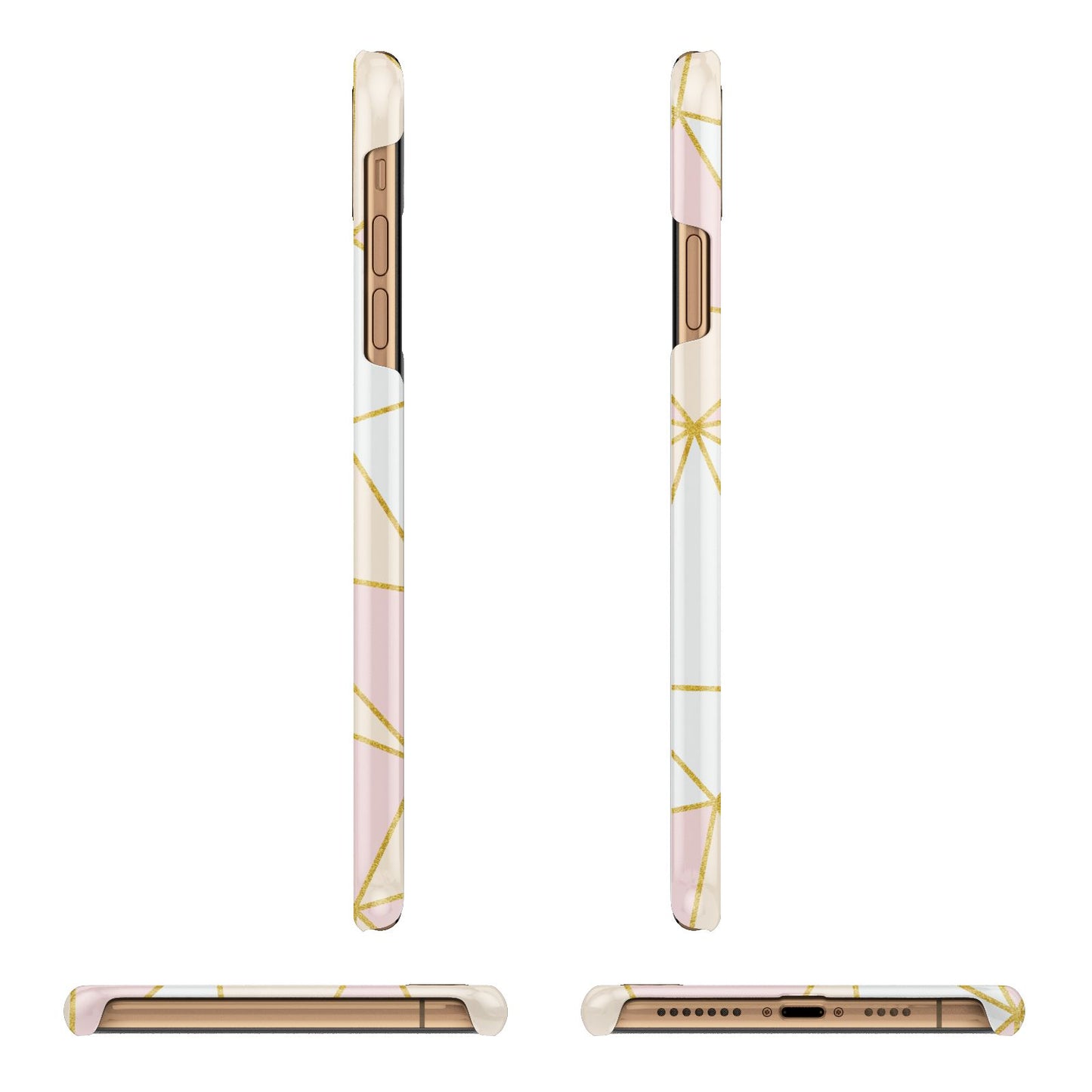 Personalised Gold Initials Geometric Apple iPhone Xs Max 3D Wrap Snap Case Angled Images