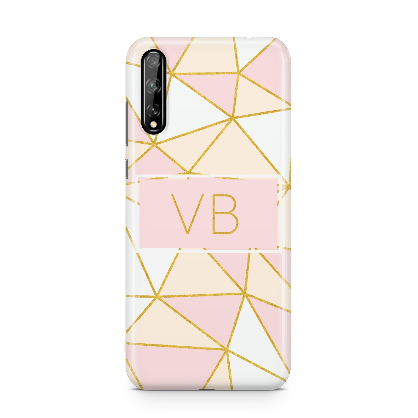 Personalised Gold Initials Geometric Huawei Enjoy 10s Phone Case